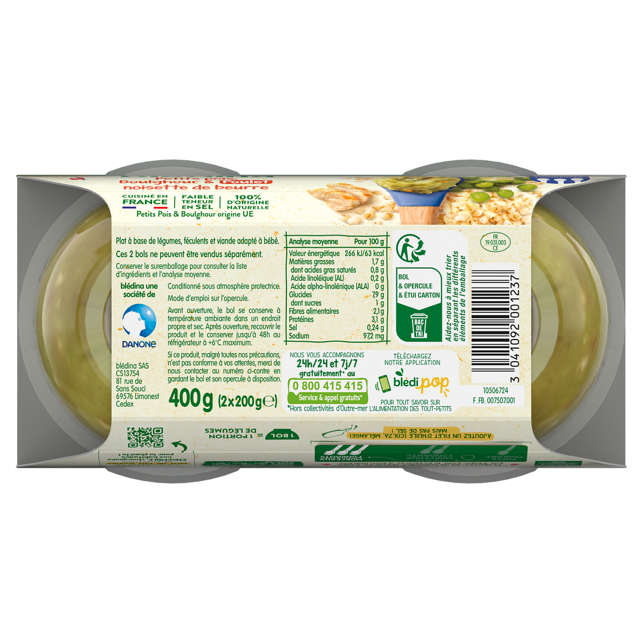 Blédina-Les Idées de Maman-Vegetable Bulgur Turkey-12m+-400 g