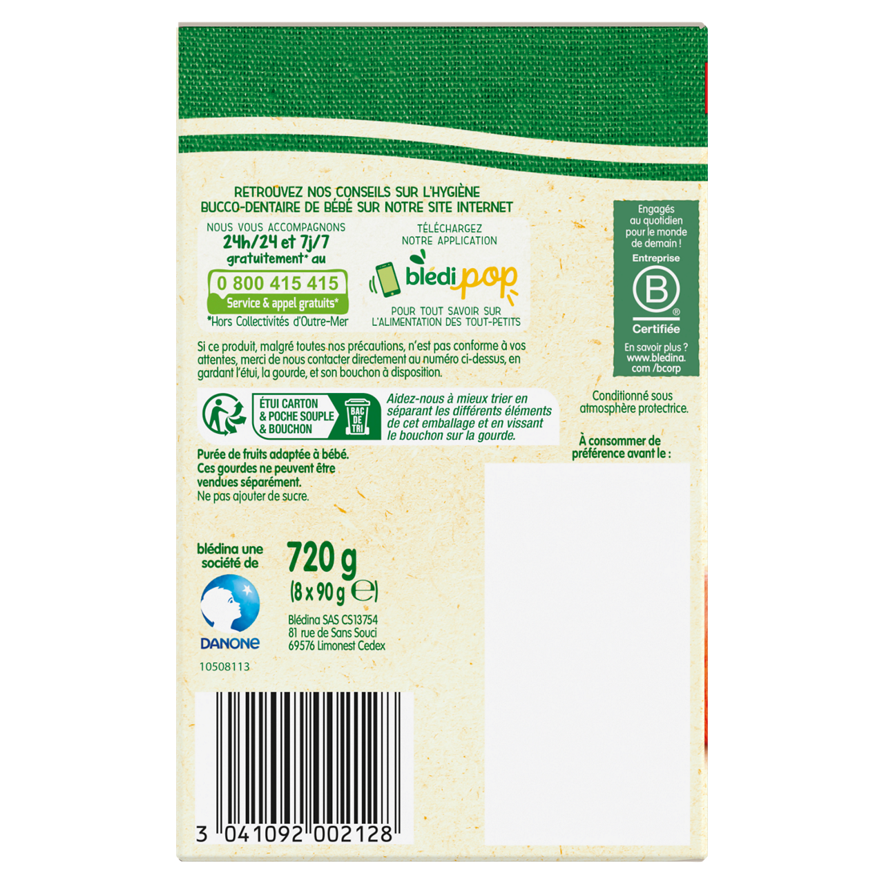 Blédina-Bledina-Pear-6m+-8 x 90 g