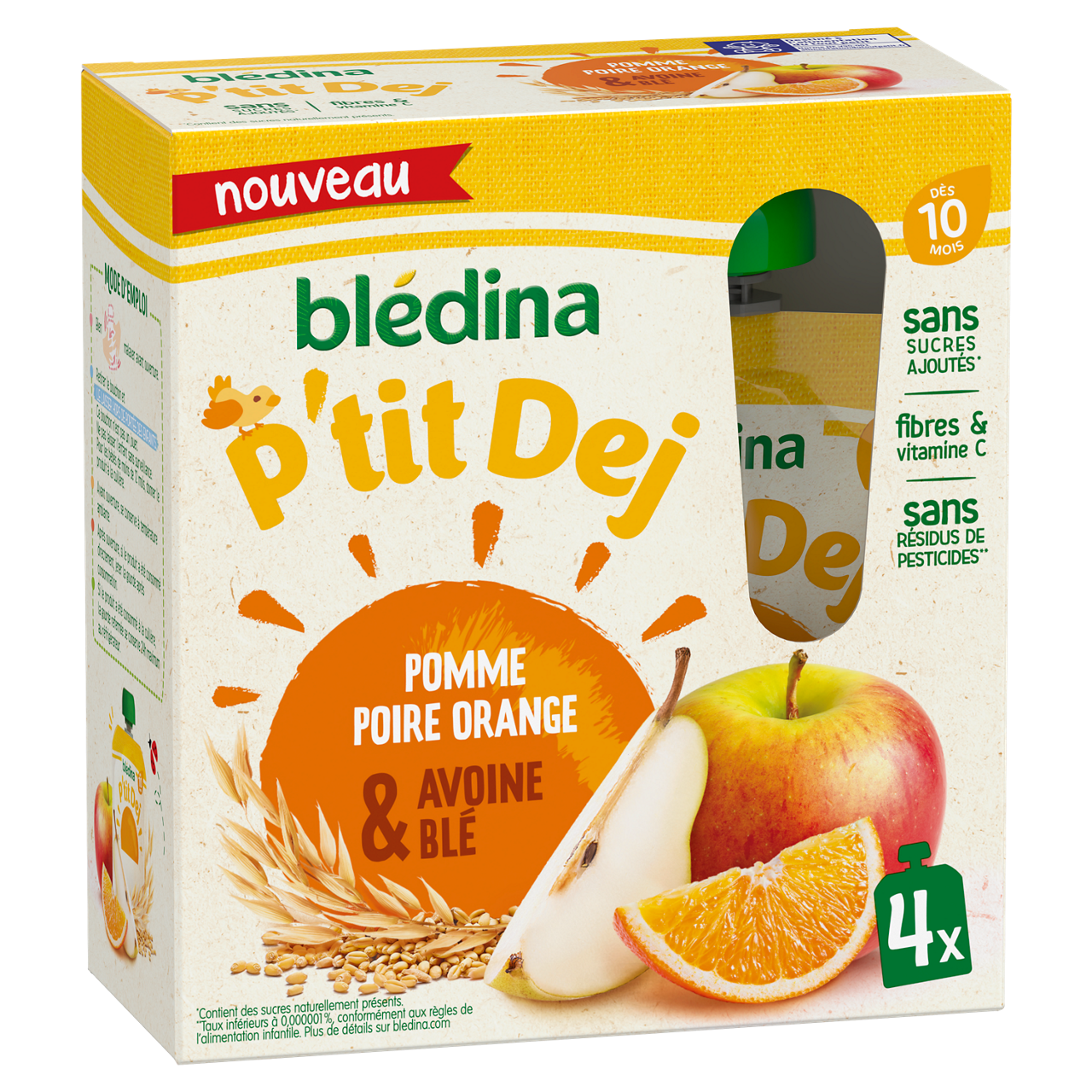 Blédina-Bledina-Apple Pear Mandarin-10m+-4x90
