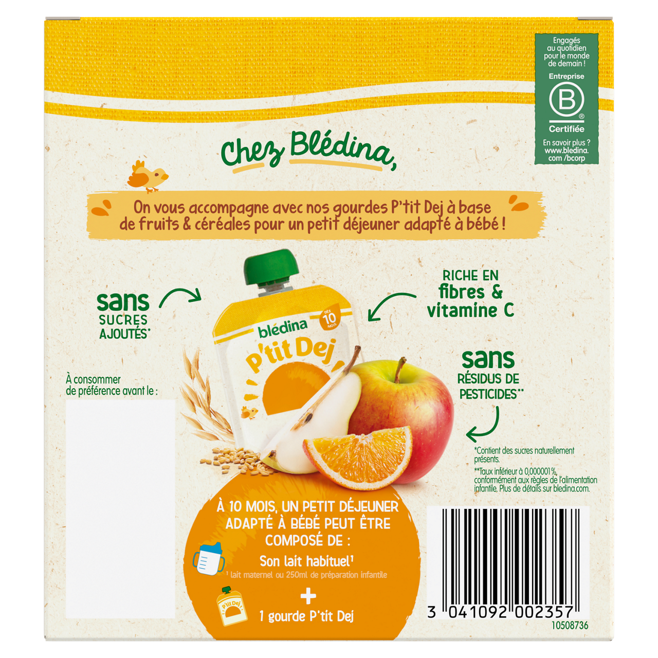 Blédina-Bledina-Apple Pear Mandarin-10m+-4x90