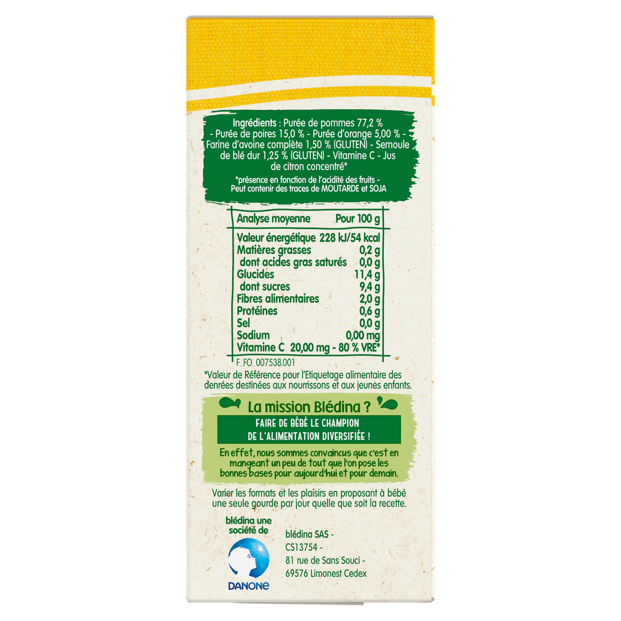 Blédina-Bledina-Apple Pear Mandarin-10m+-4x90