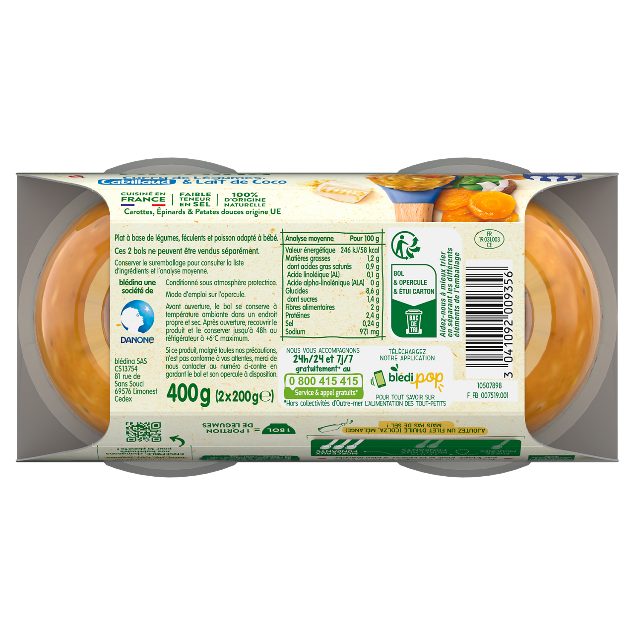 Blédina-Bledina-Vegetables Pasta Cod-12m+-400 g