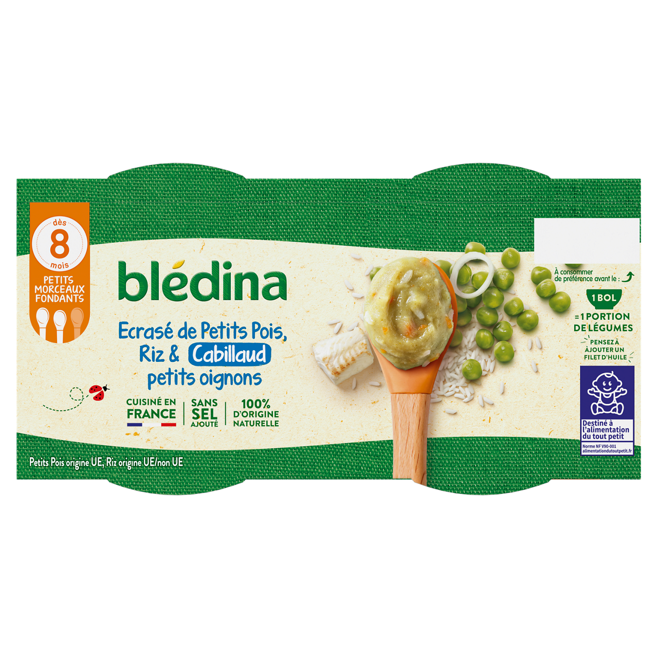 Blédina-Bledina-Peas | Rice Fish-8m+-400 g