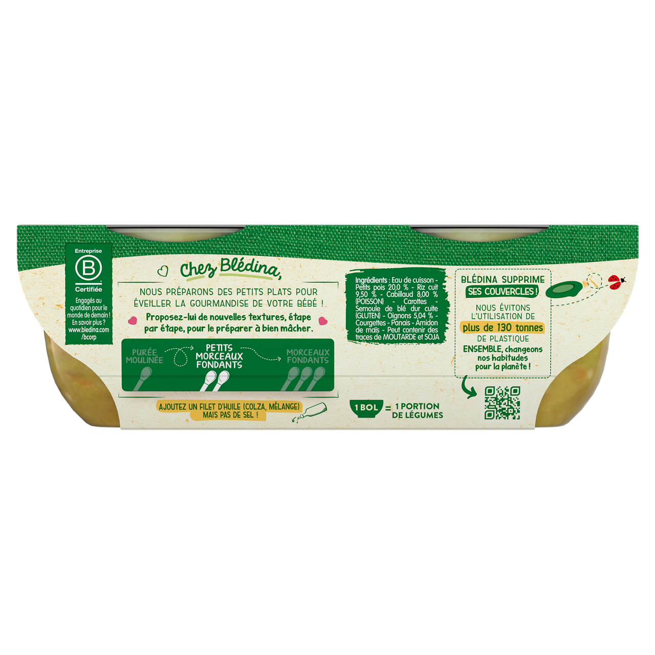 Blédina-Bledina-Peas | Rice Fish-8m+-400 g