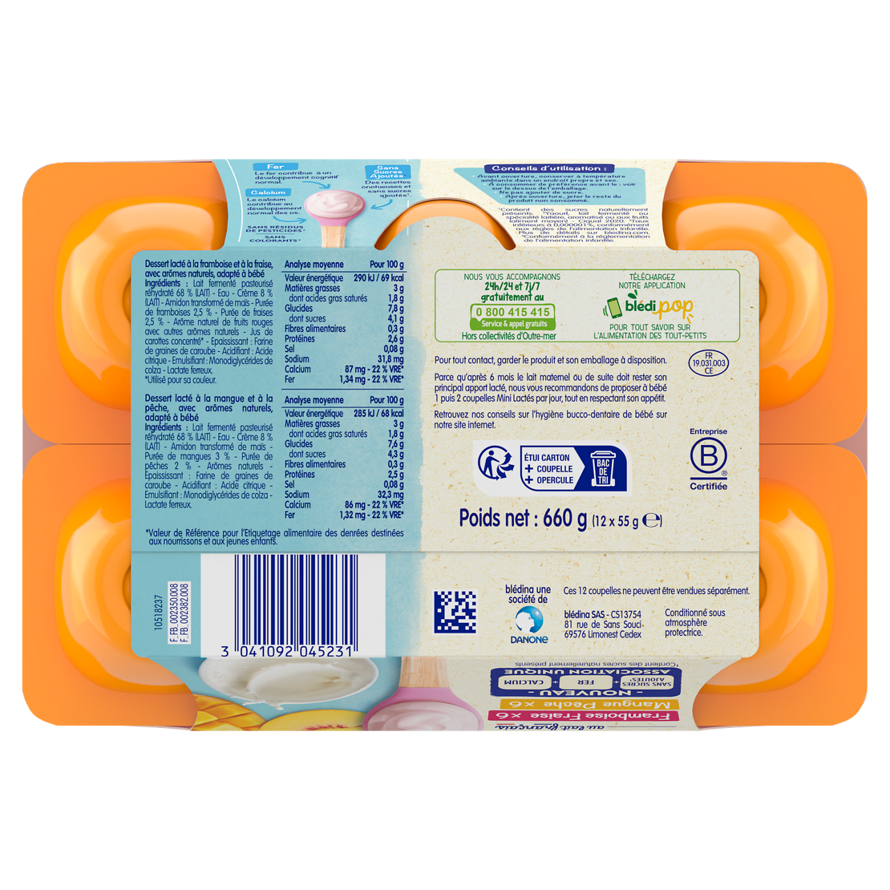 Blédina-Les Mini lactés-Summer Fruit-6m+-12 x 55g