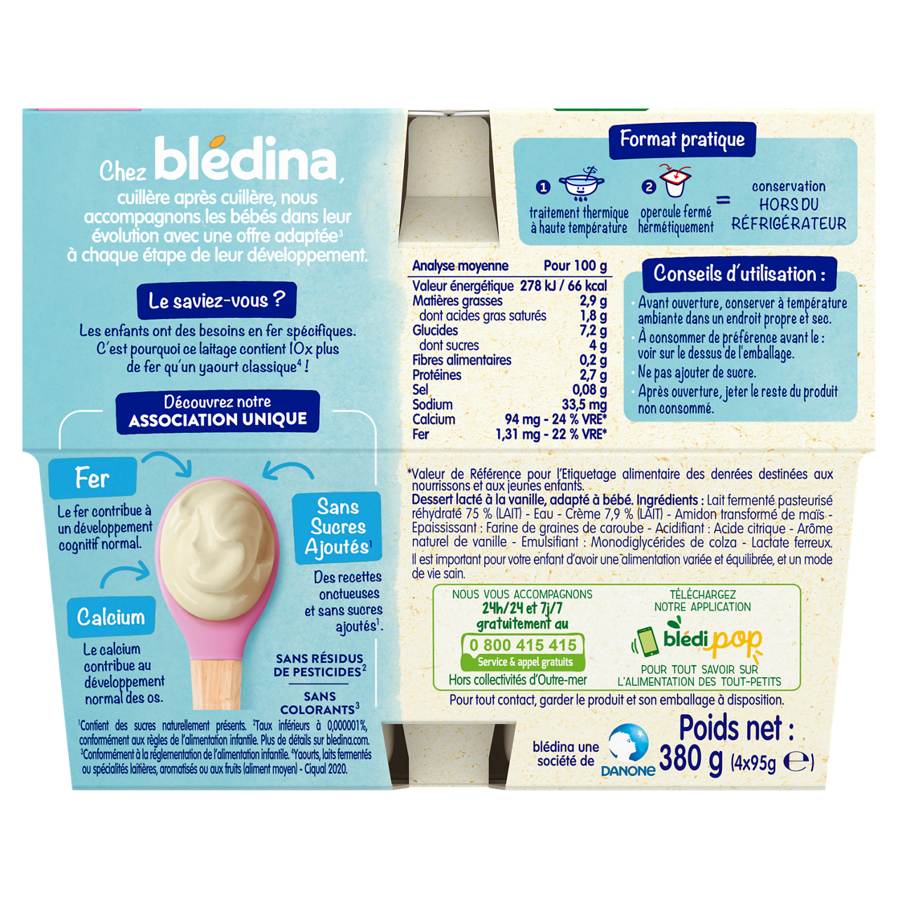 Blédina-Les Brassés-Yoghurt | Vanilla-6m+-4x95