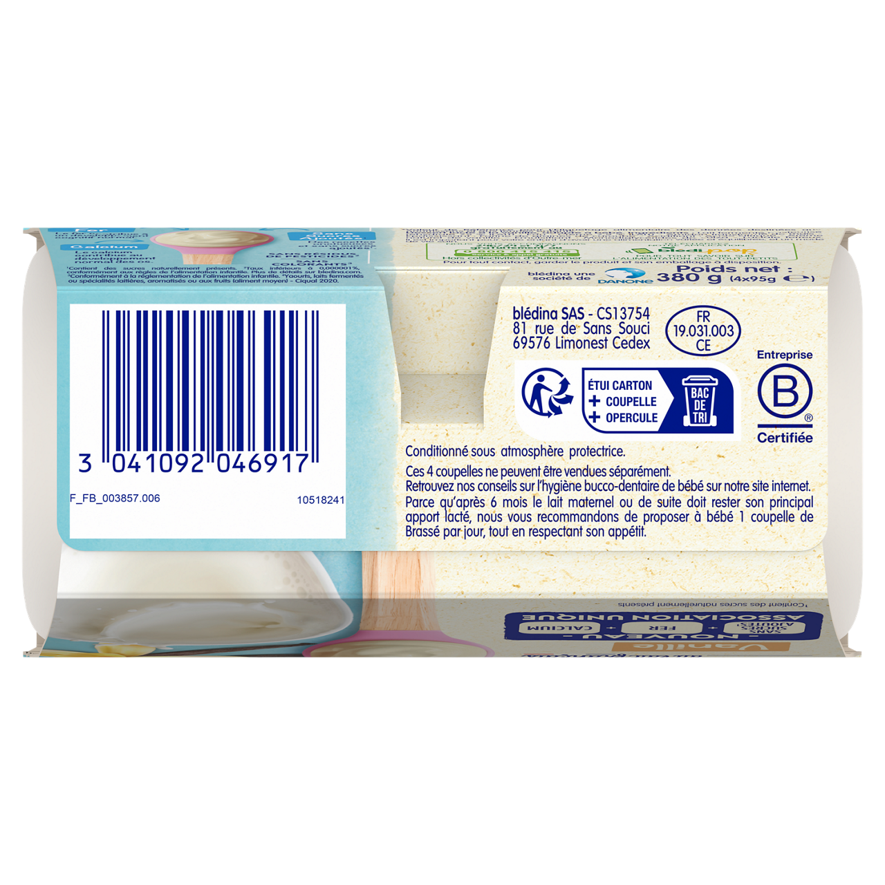 Blédina-Les Brassés-Yoghurt | Vanilla-6m+-4x95