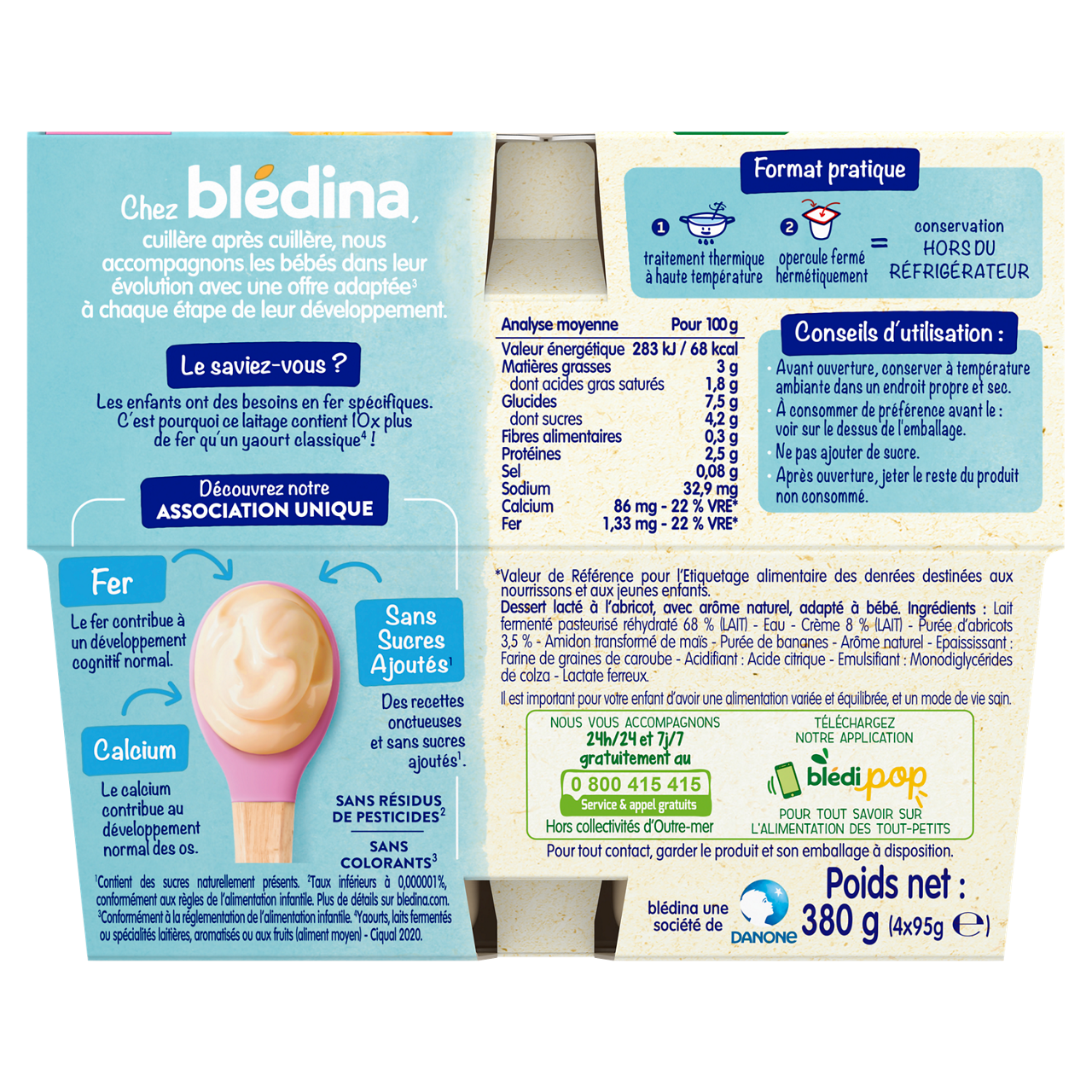 Blédina-Les Brassés-Yoghurt | Apricot-6m+-4x95