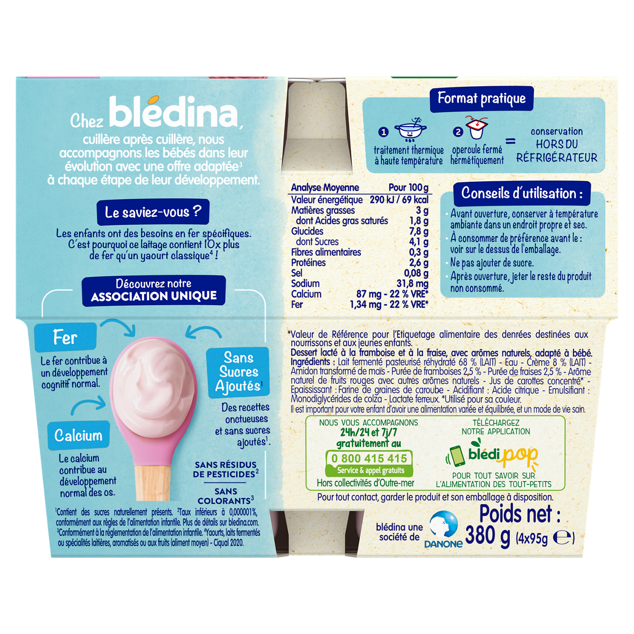 Blédina-Les Brassés-Strawberry and Yoghurt | Raspberry-4x95