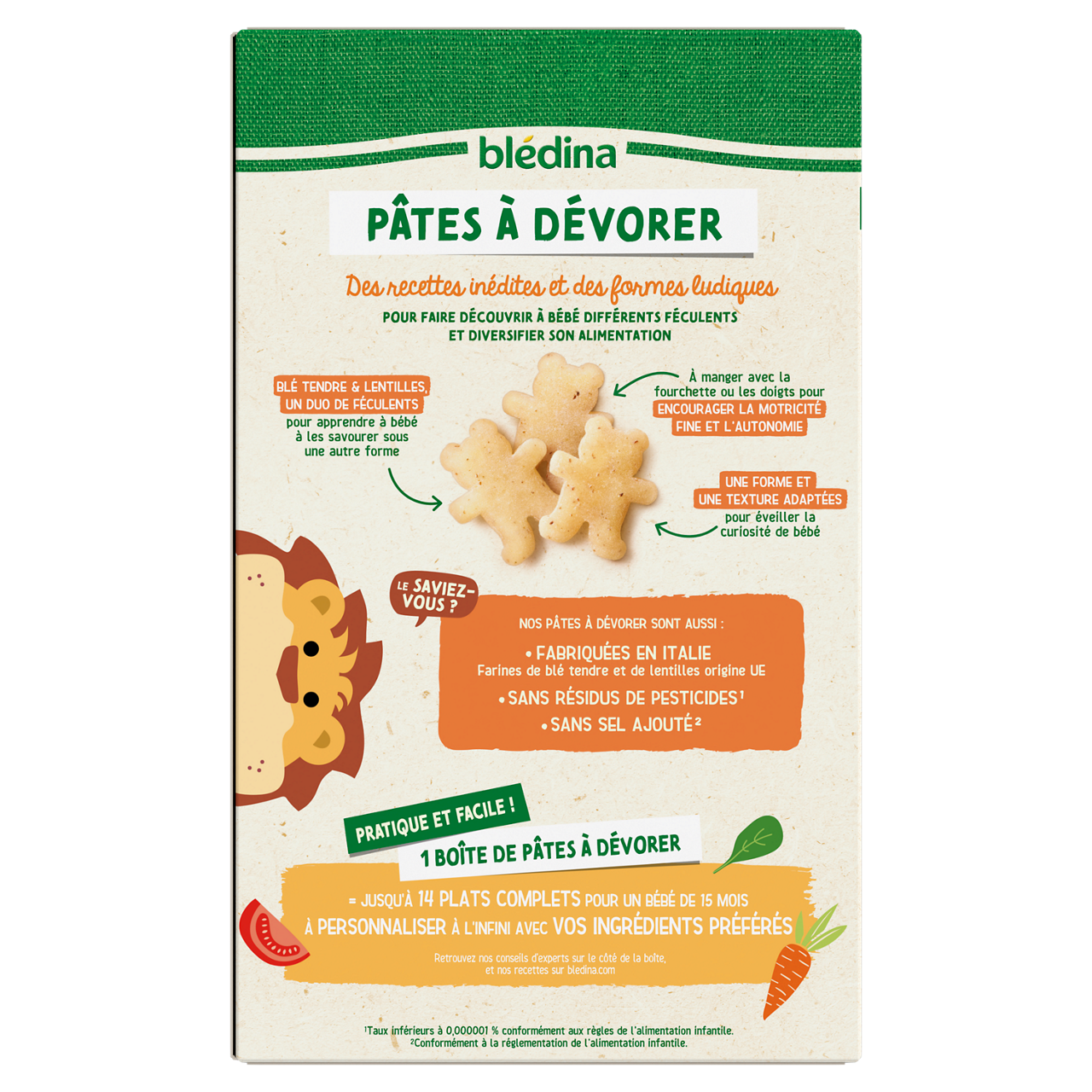 Bledina-Pâtes à dévorer-Blé Lentilles-15m+-280g