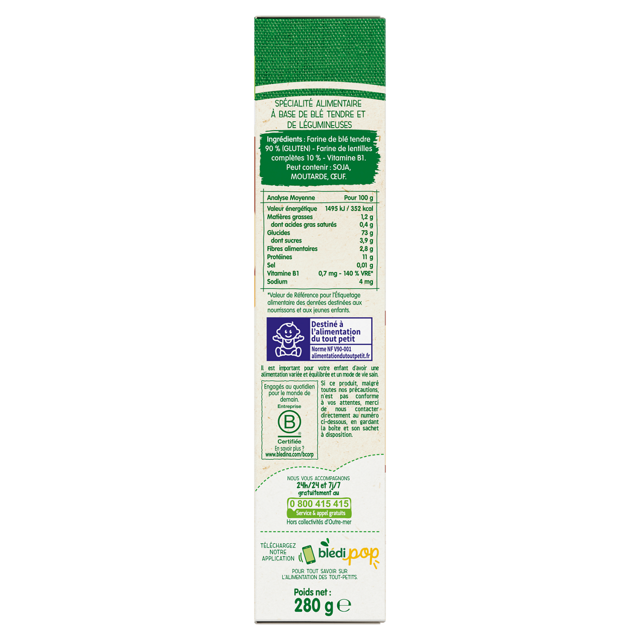 Bledina-Pâtes à dévorer-Blé Lentilles-15m+-280g