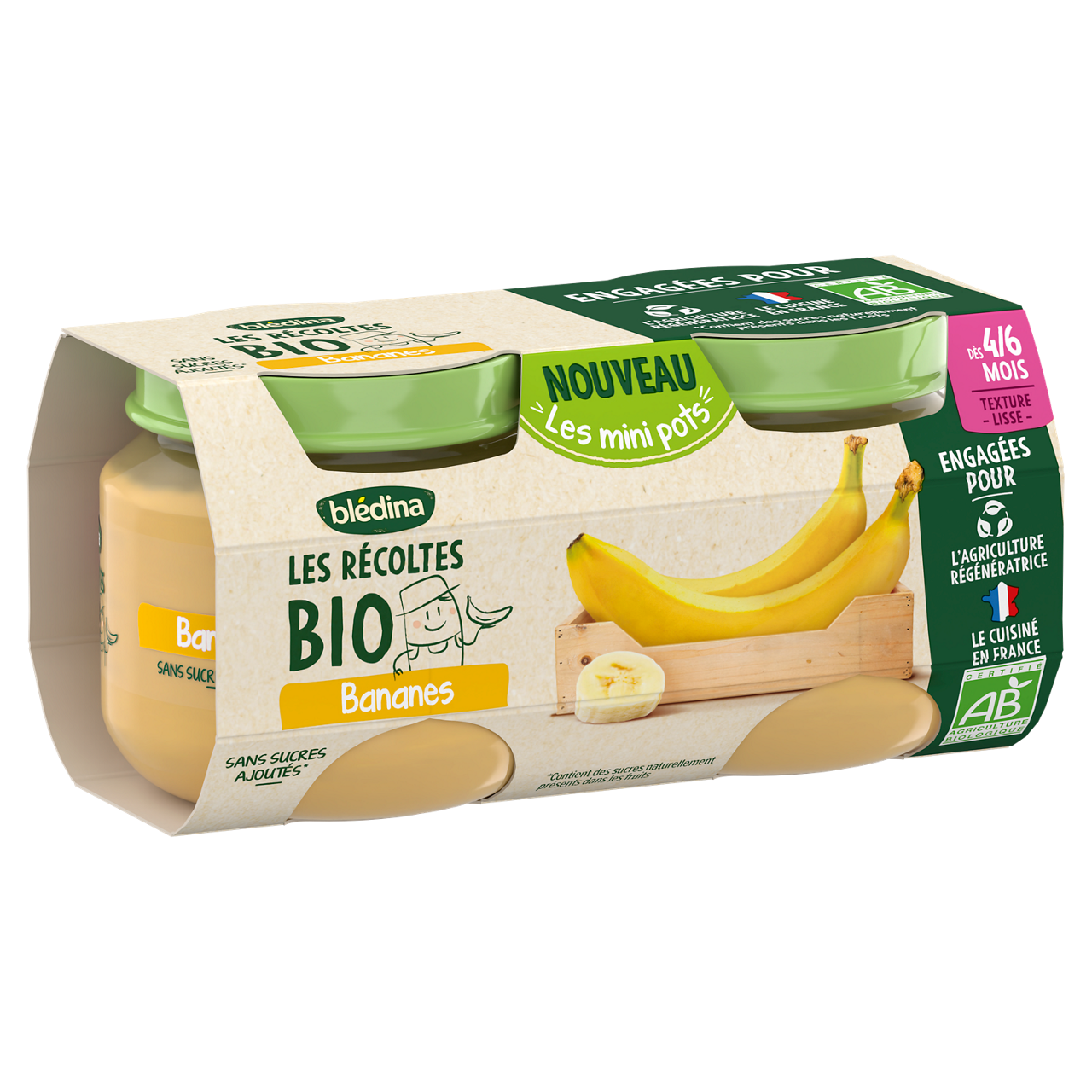 Blédina-Bledina-Apple and Banana-4m+-2 x 100 g