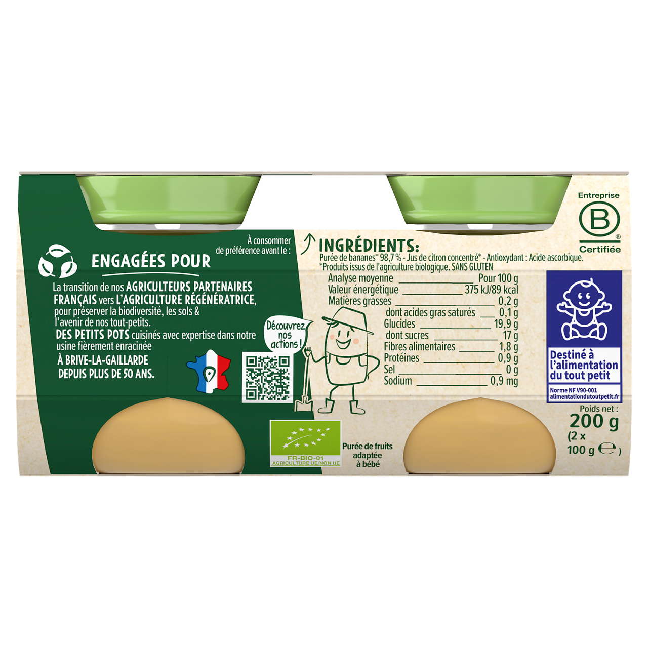 Blédina-Bledina-Apple and Banana-4m+-2 x 100 g