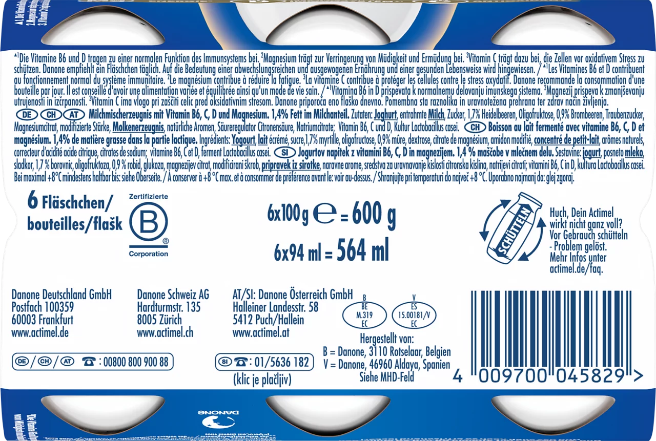 ACTIMEL PLUS 3 IN 1 Heidelbeere und Brombeere