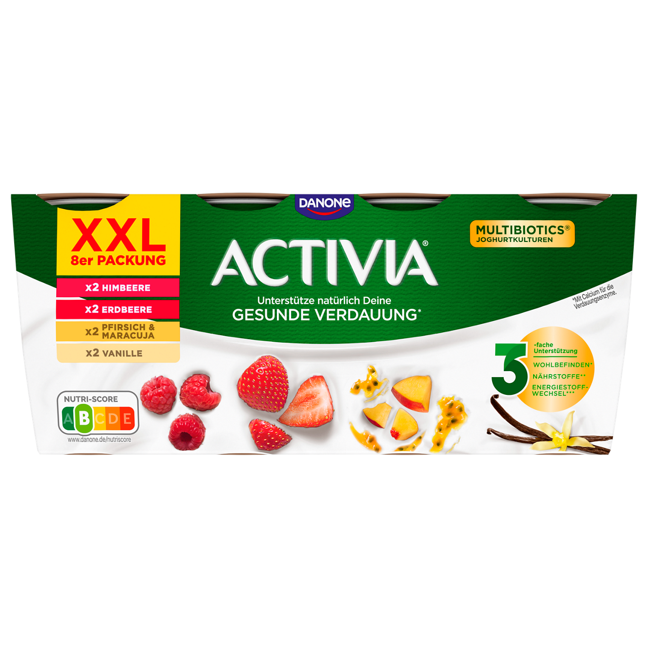 Activia Iris Strawberry, Raspberry, Vanilla, Peach-Passion Fruit