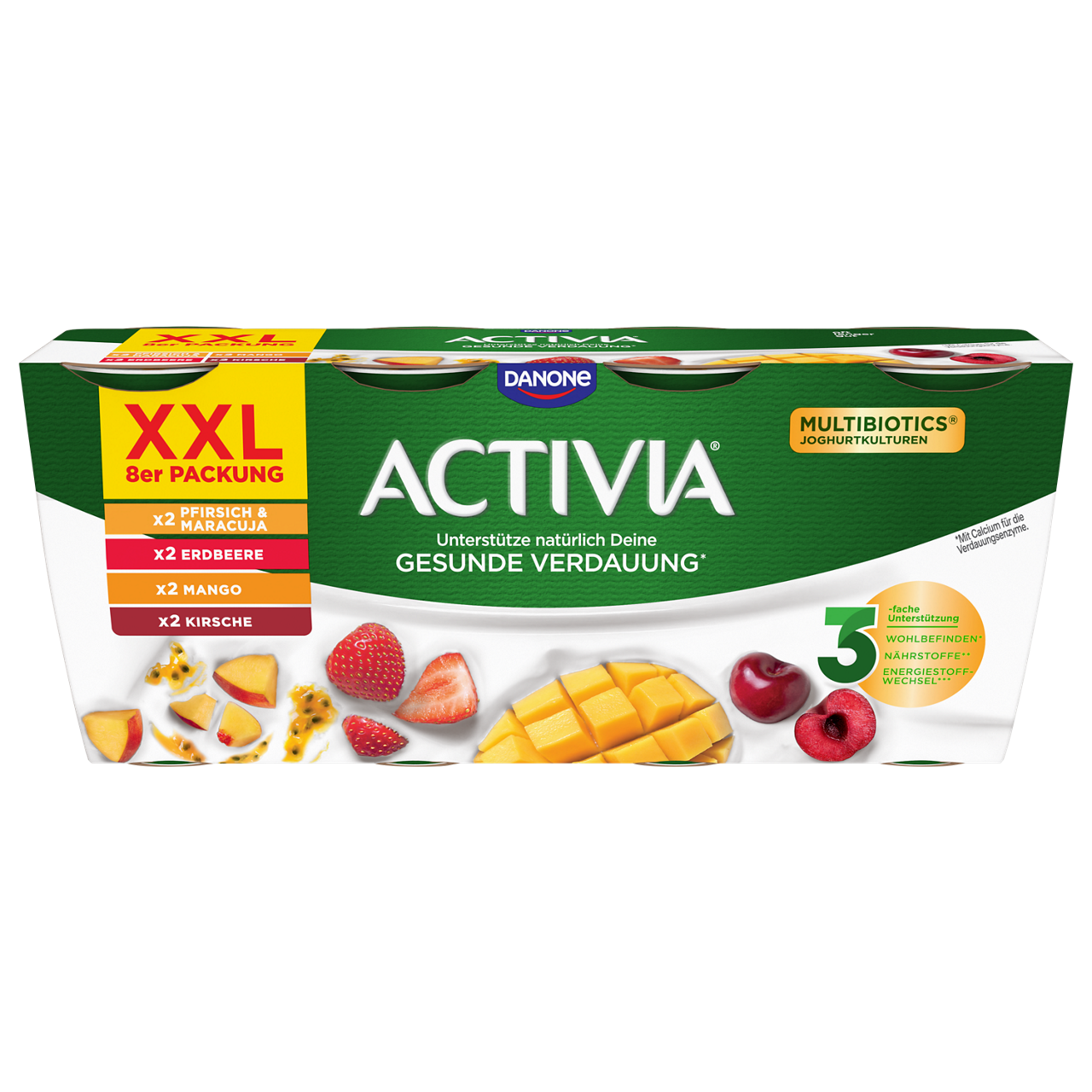 XXL Fruchtmix: Pfirsich & Maracuja, Erdbeere, Mango und Kirsche 