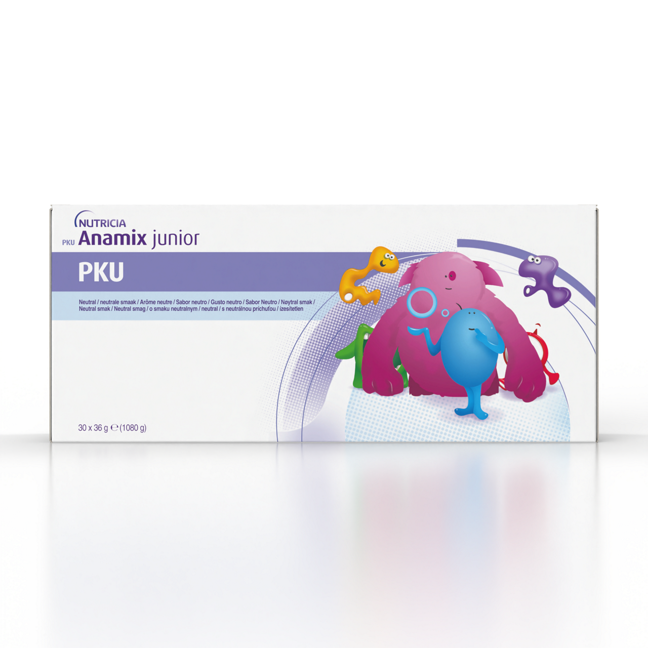 Nutricia PKU Anamix Junior – prehransko dopolnilo v prahu brez fenilalanina, namenjeno otrokom od 1. do 10. leta starosti z dokazano fenilketonurijo, obogateno z DHA, vlakninami, vitamini in minerali za podporo rasti in razvoja