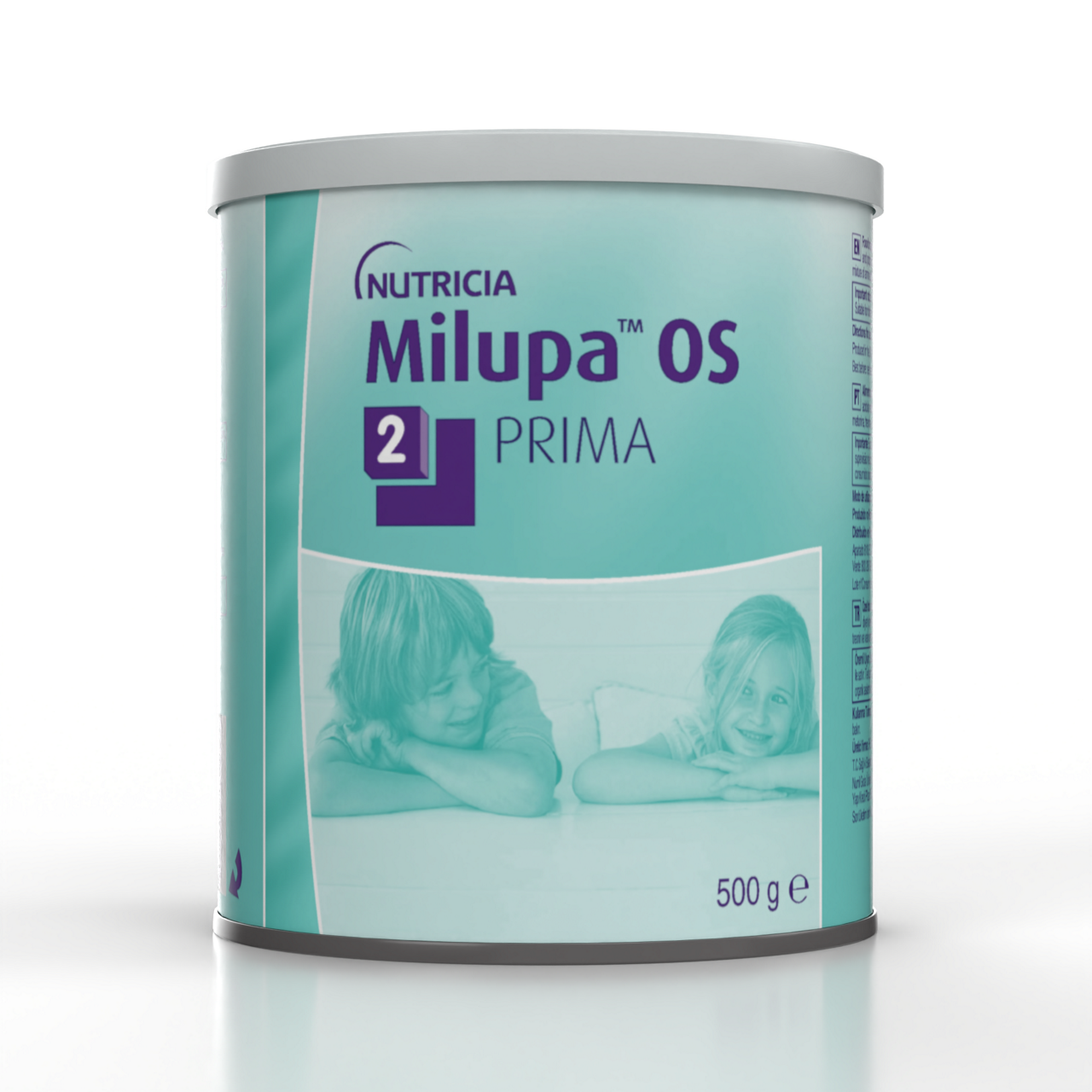 Milupa OS 2 Prima 500 g – prašek brez izoleucina, metionina, treonina in valina v beli in svetlo modri pločevinki, prehrana za otroke nad 1. letom s propionično ali metilmalonsko acidemijo, obogaten z vitamini in minerali.