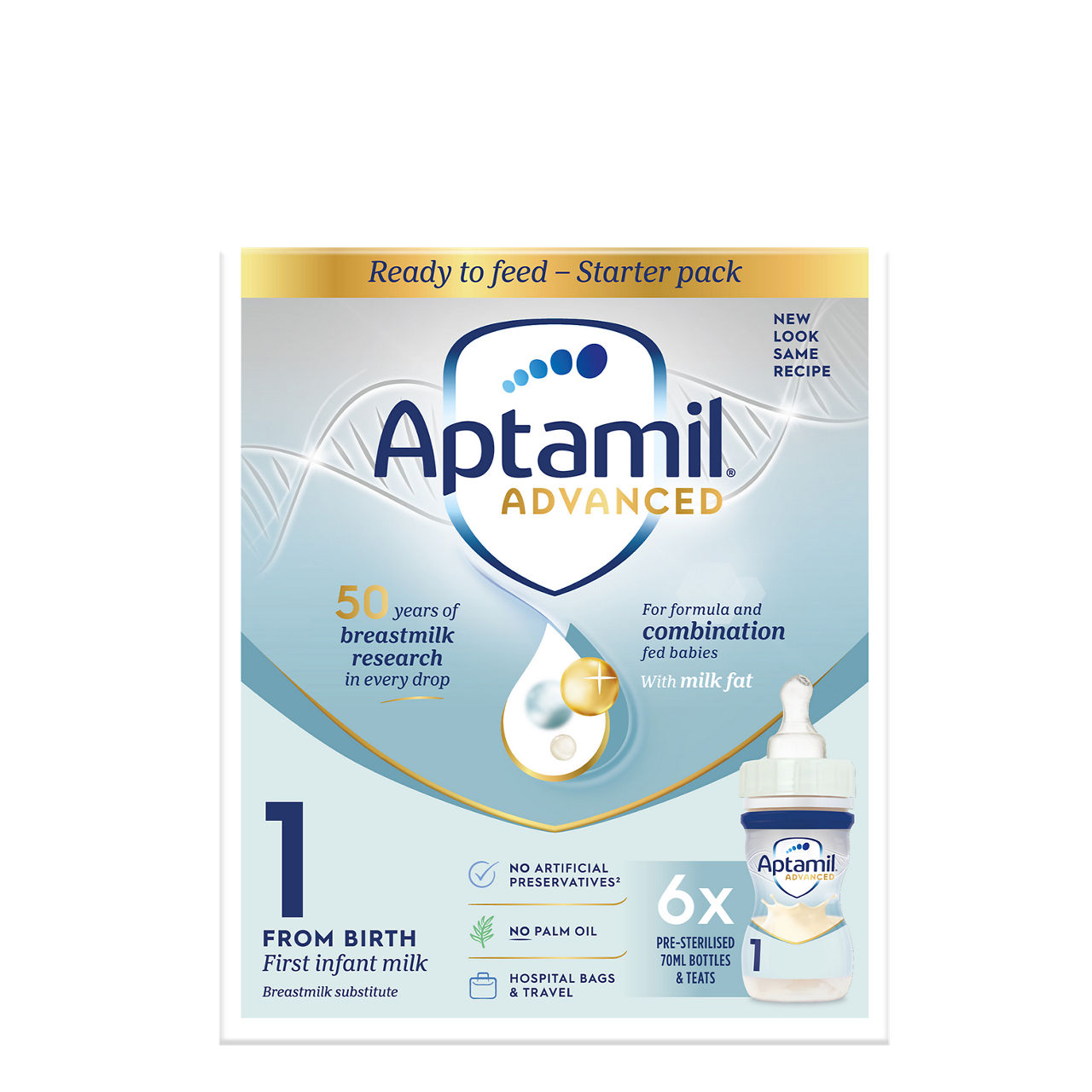 5051594004313- Aptamil Advanced 1 First Infant Milk Starter Pack 6x70ml