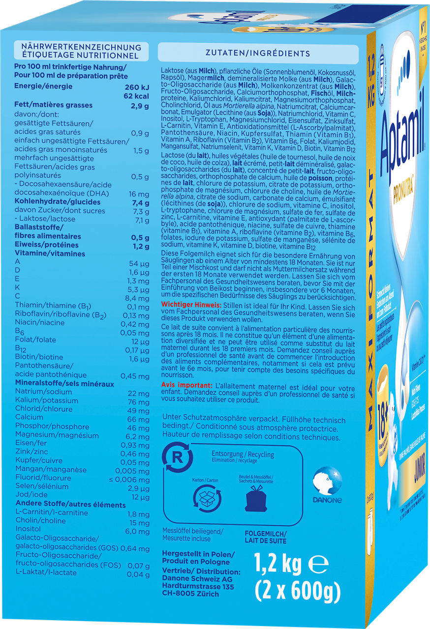 APTAMIL PRONUTRA JUNIOR 18+ MAXI FORMAT 1200g 1,2kg