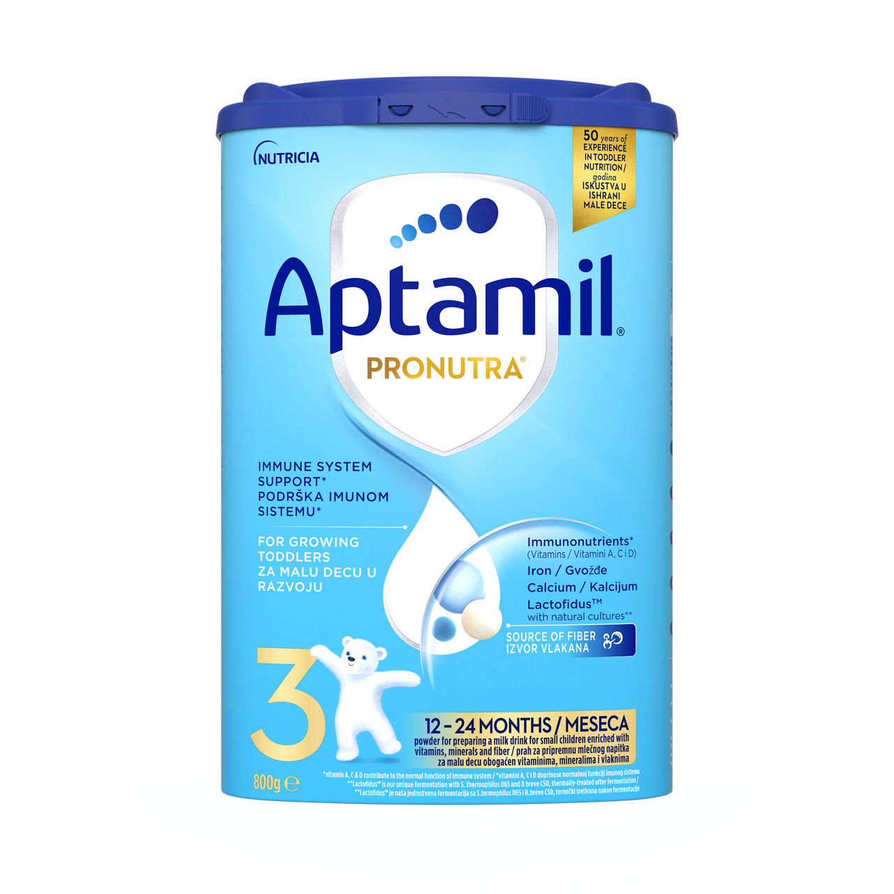 Aptamil® 3 PRONUTRA® prah za pripremnu mlečnog napitka za malu decu od 12-24 meseca 800 g - prednja strana pakovanja