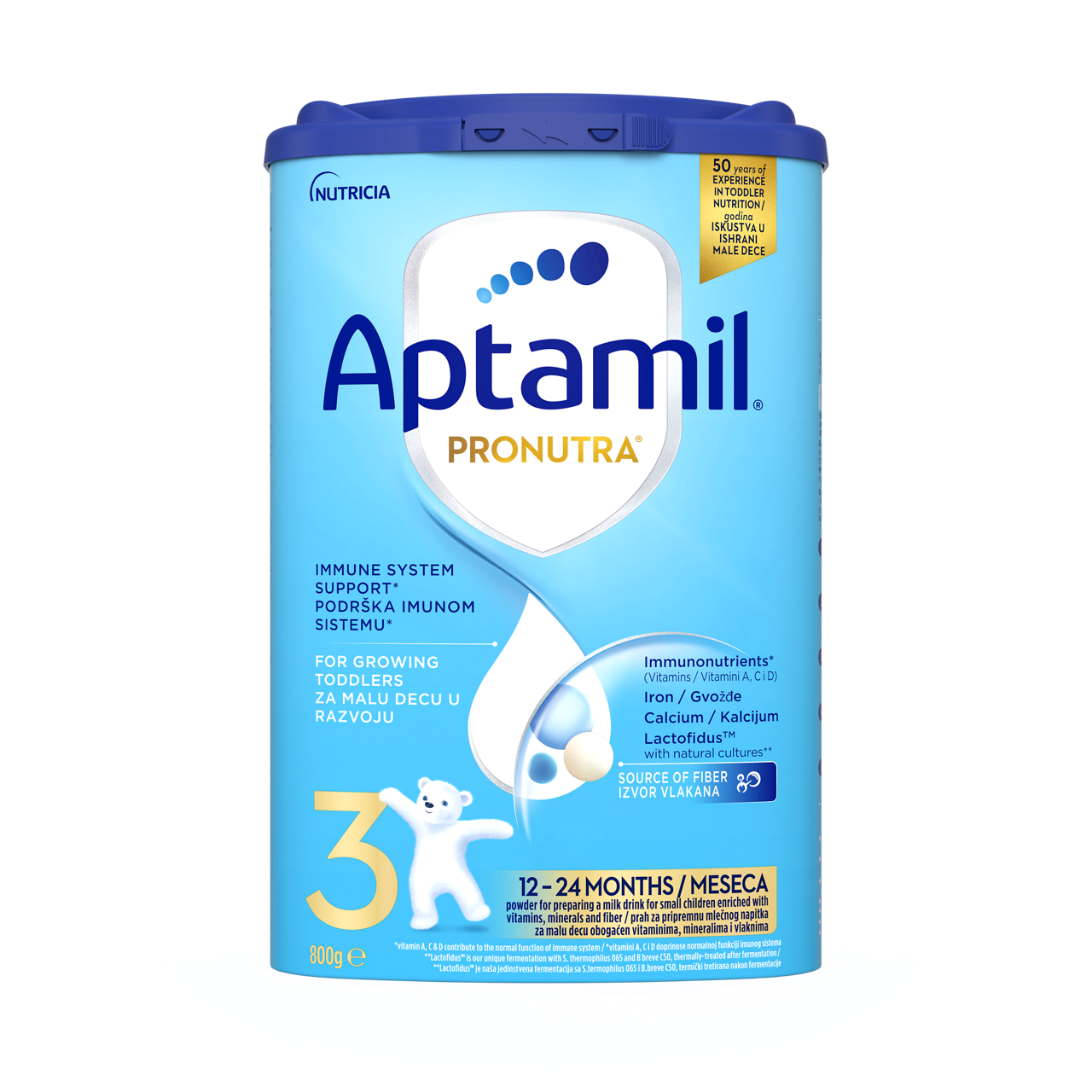 Aptamil® 3 PRONUTRA® prah za pripremnu mlečnog napitka za malu decu od 12-24 meseca 800 g - prednja strana pakovanja
