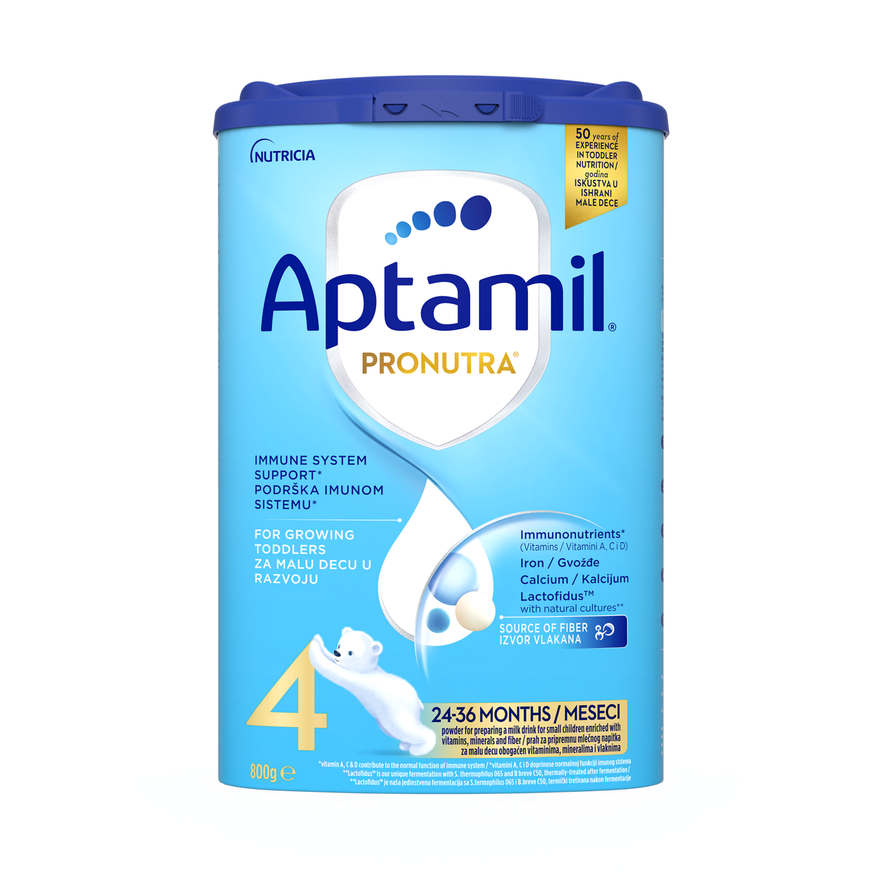 Aptamil® 4 PRONUTRA® prah za pripremnu mlečnog napitka za malu decu od 24-36 meseci 800 g - prednja strana pakovanja