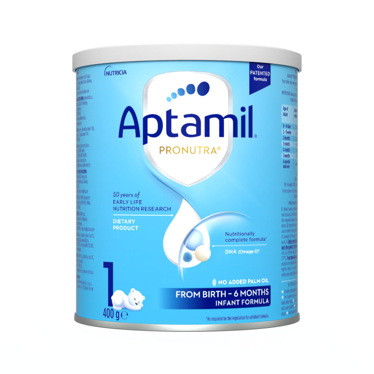 Aptamil® 1 PRONUTRA Početno mleko za odojčad 400 g - prednja strana pakovanja
