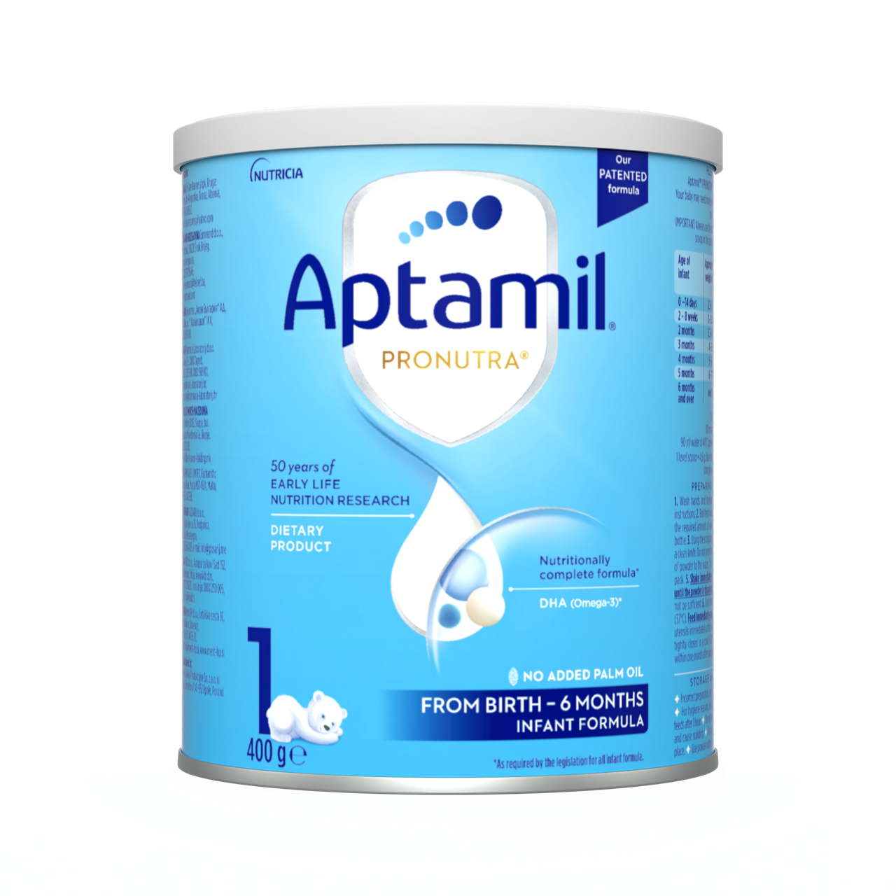 Aptamil® 1 PRONUTRA Početno mleko za odojčad 400 g - prednja strana pakovanja