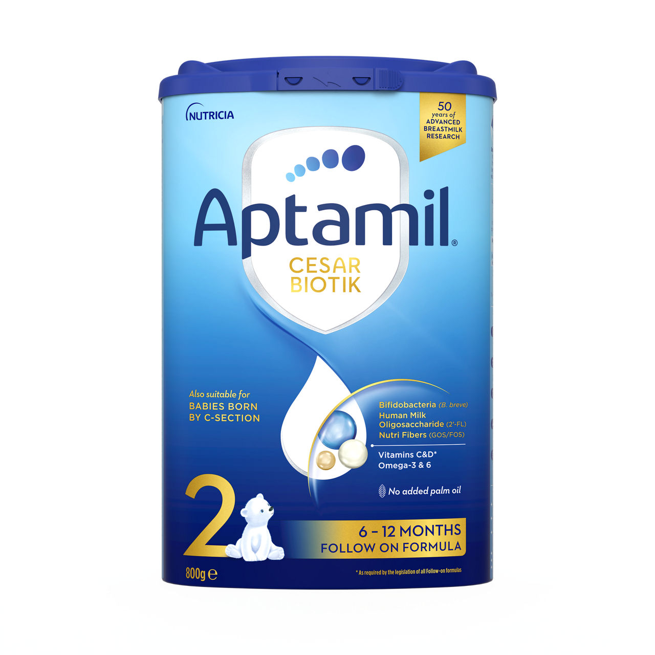 Aptamil® 2 CESAR BIOTIK Prelazno mleko za odojčad 800 g - prednja strana pakovanja 