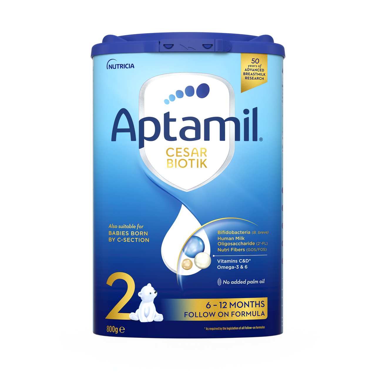 Aptamil® 2 CESAR BIOTIK Prelazno mleko za odojčad 800 g - prednja strana pakovanja 