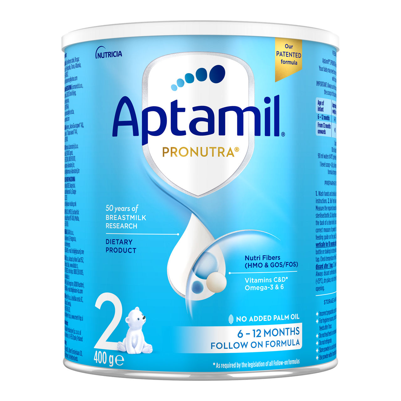 Aptamil® 2 PRONUTRA® Prelazno mleko za odojčad 400 g - prednja strana pakovanja