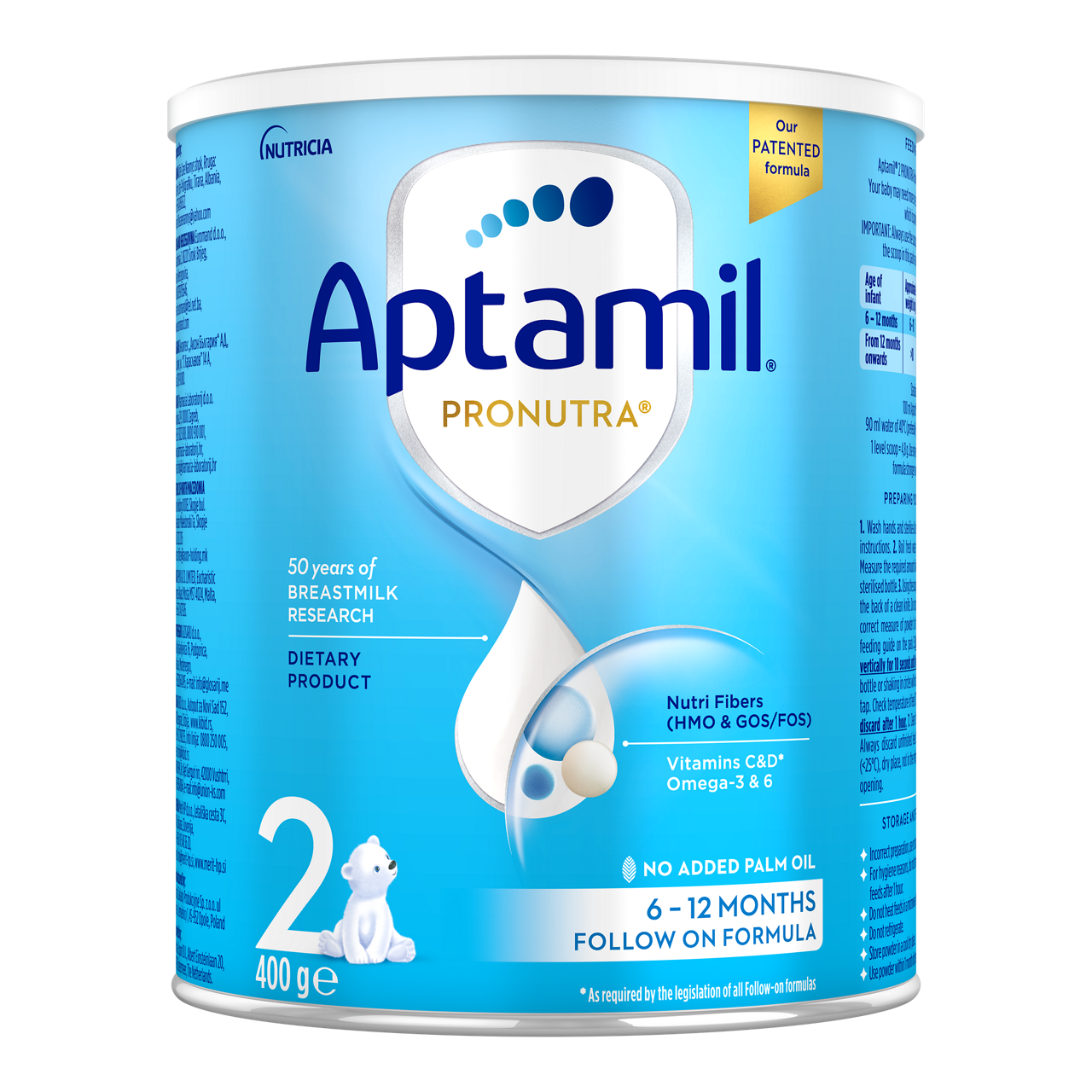 Aptamil® 2 PRONUTRA® Prelazno mleko za odojčad 400 g - prednja strana pakovanja