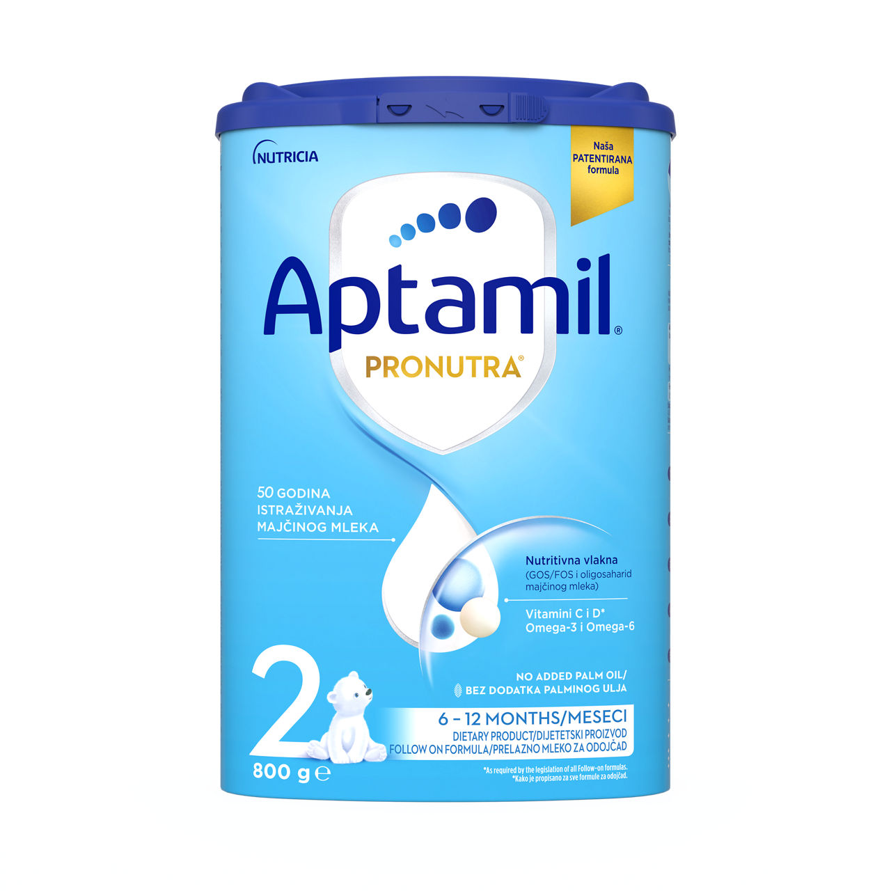 Aptamil® 2 PRONUTRA® Prelazno mleko za odojčad 800 g - prednja strana pakovanja