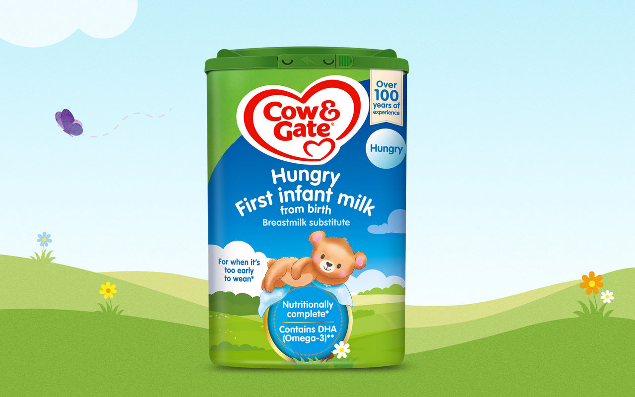 Pack of cow and gate hungry milk