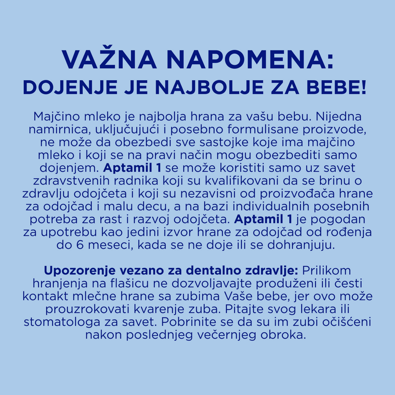Aptamil® 1 Početno mleko za odojčad spremno za hranjenje od rođenja 200 ml - Važna Napomena