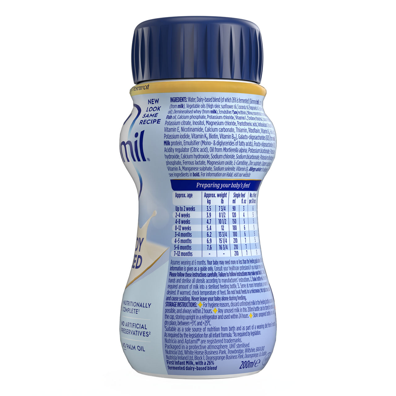 Aptamil® 1 Početno mleko za odojčad spremno za hranjenje od rođenja 200 ml - leva strana pakovanja