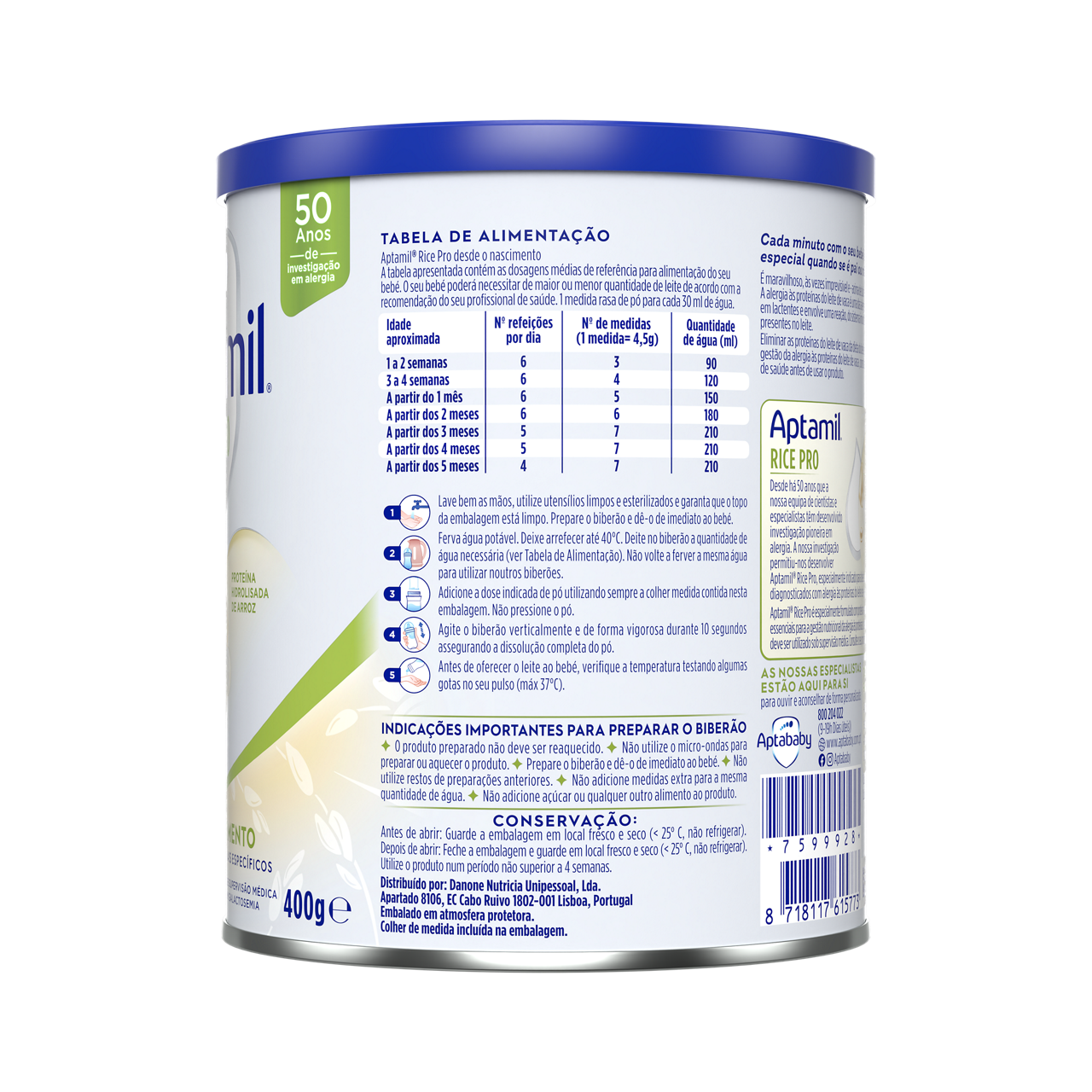 Aptamil® Rice Pro od rođenja nadalje 400 g - leva strana pakovanja