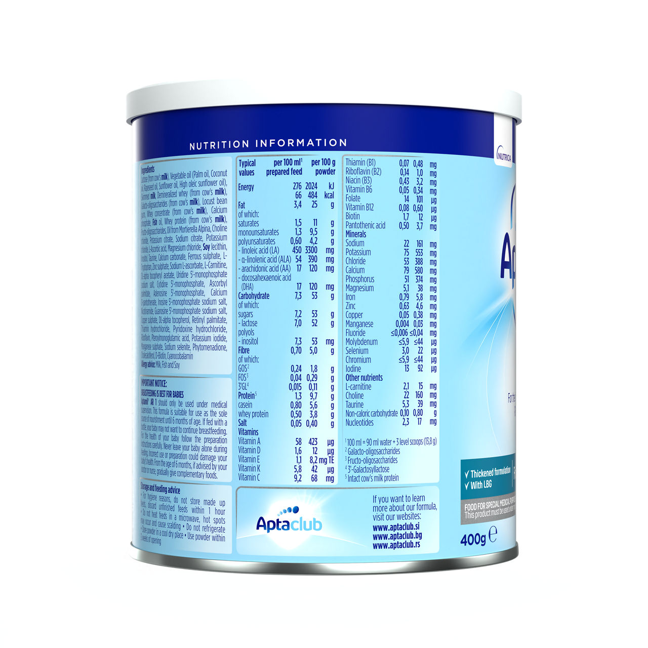 Aptamil® AR 1 400 g  - leva strana pakovanja