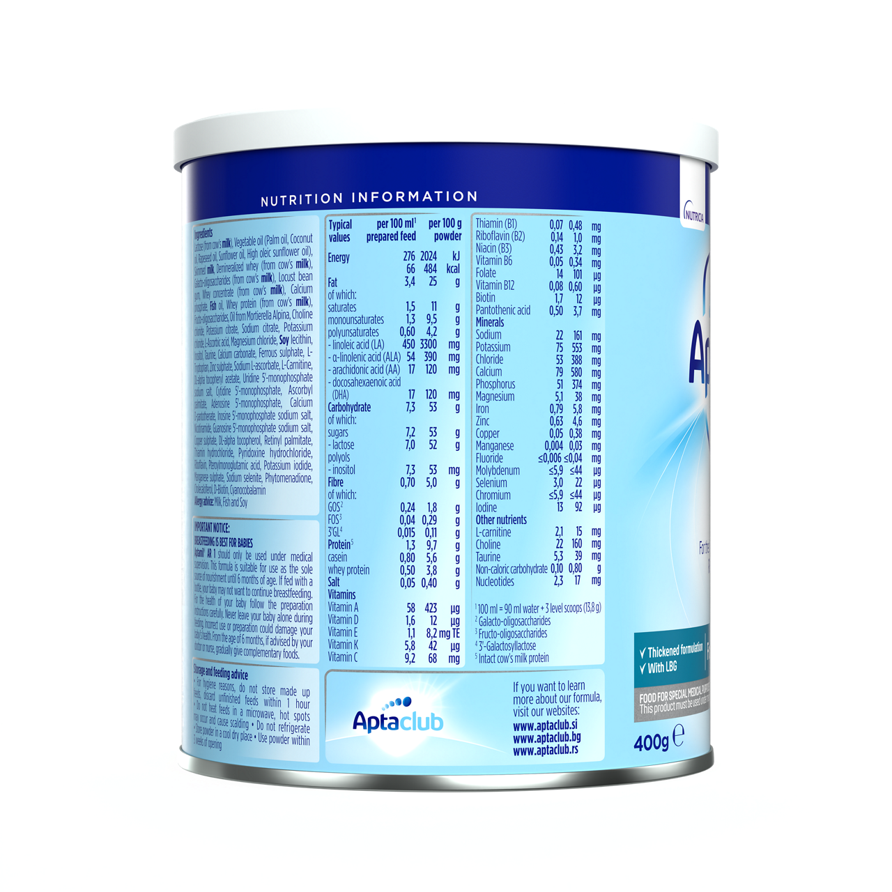 Aptamil® AR 1 400 g  - leva strana pakovanja