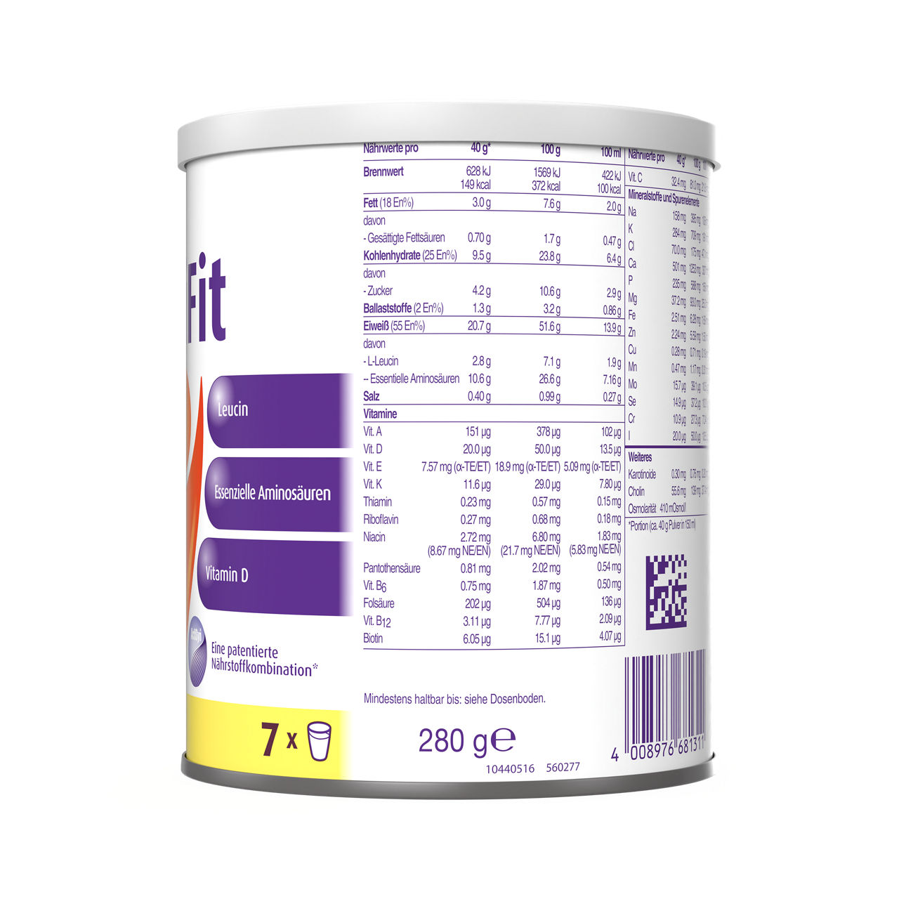 Fortifit 280 g, ukus vanile - leva strana pakovanja