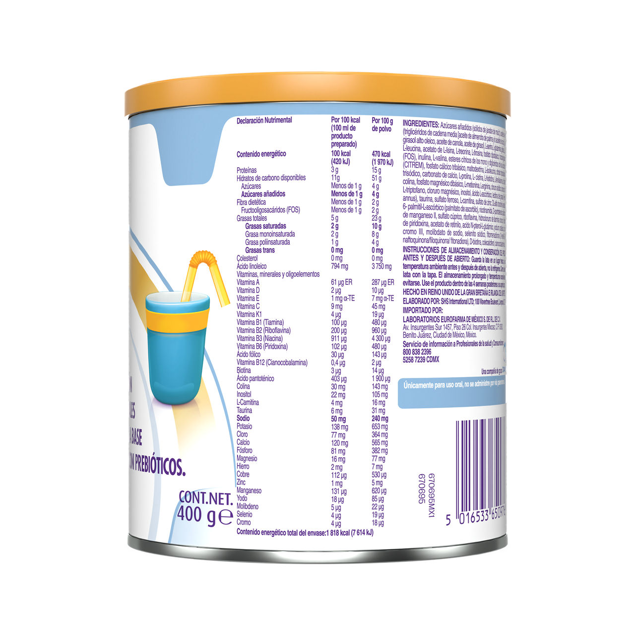 Neocate Junior 400 g - costado izquierdo