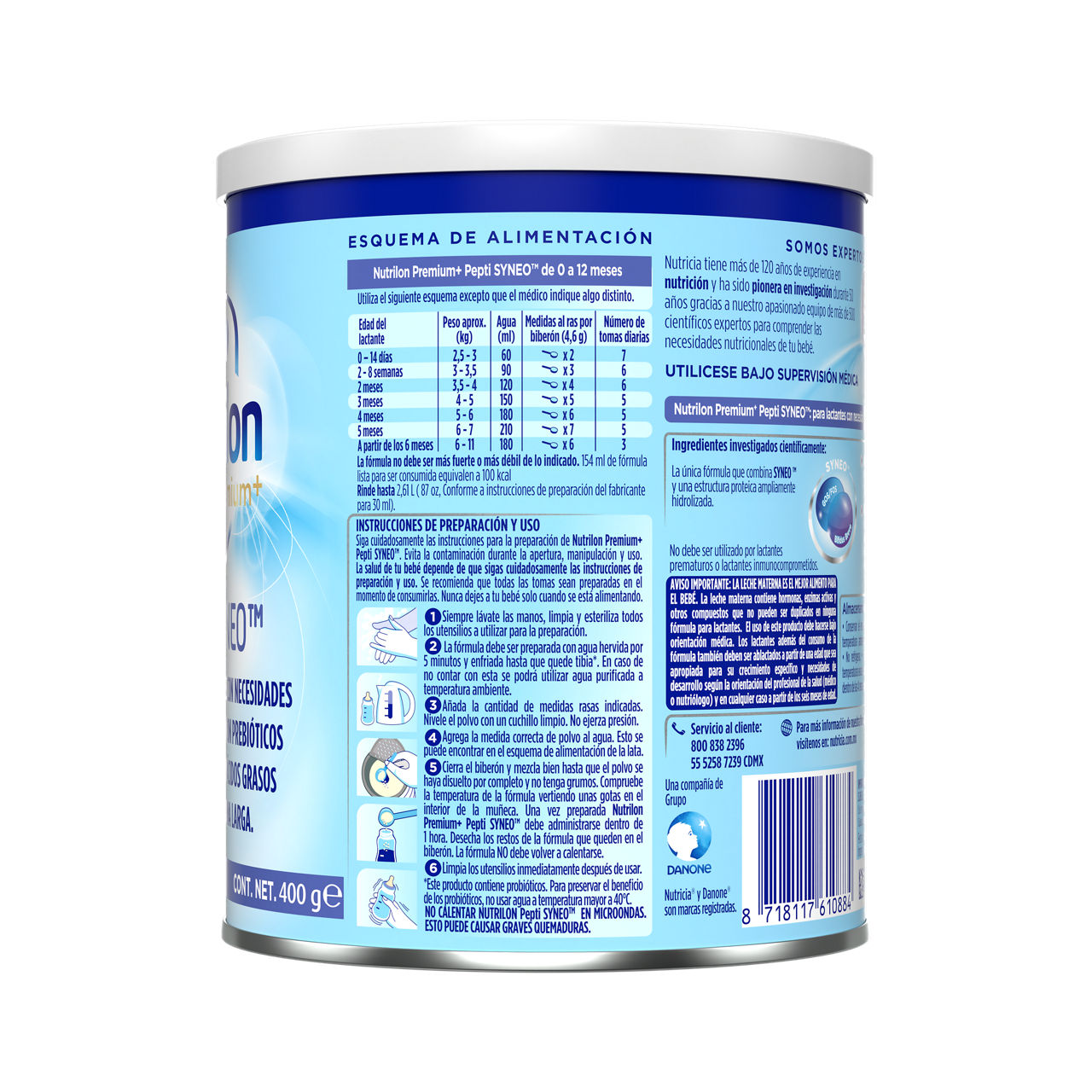 Nutrilon Pepti Syneo 400 g - costado izquierdo