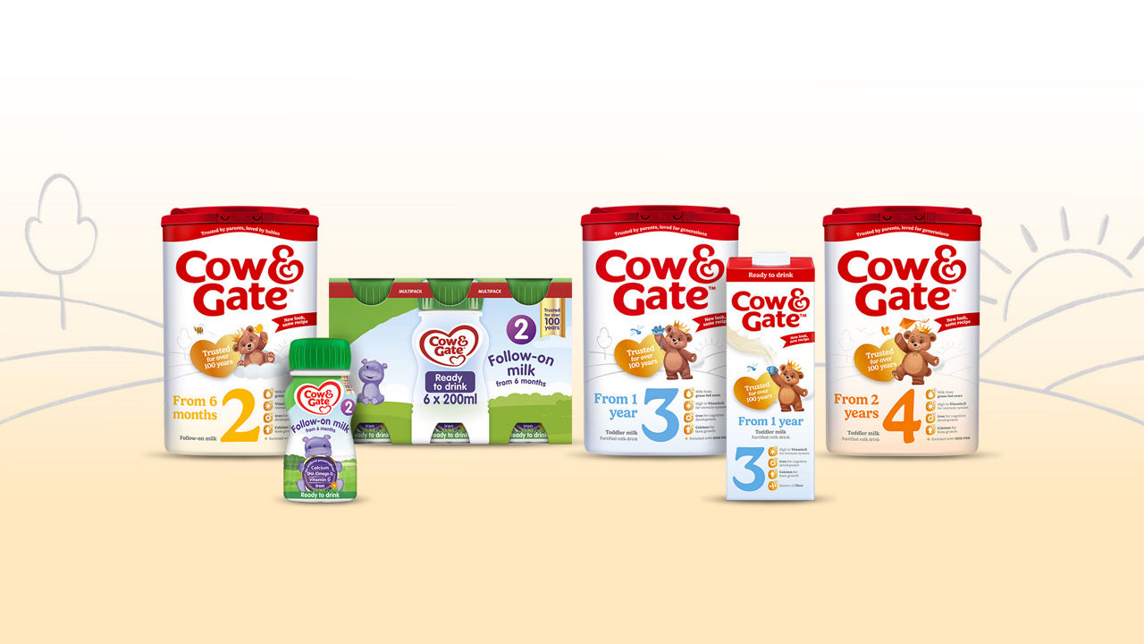 Image of all cow and gate product packs