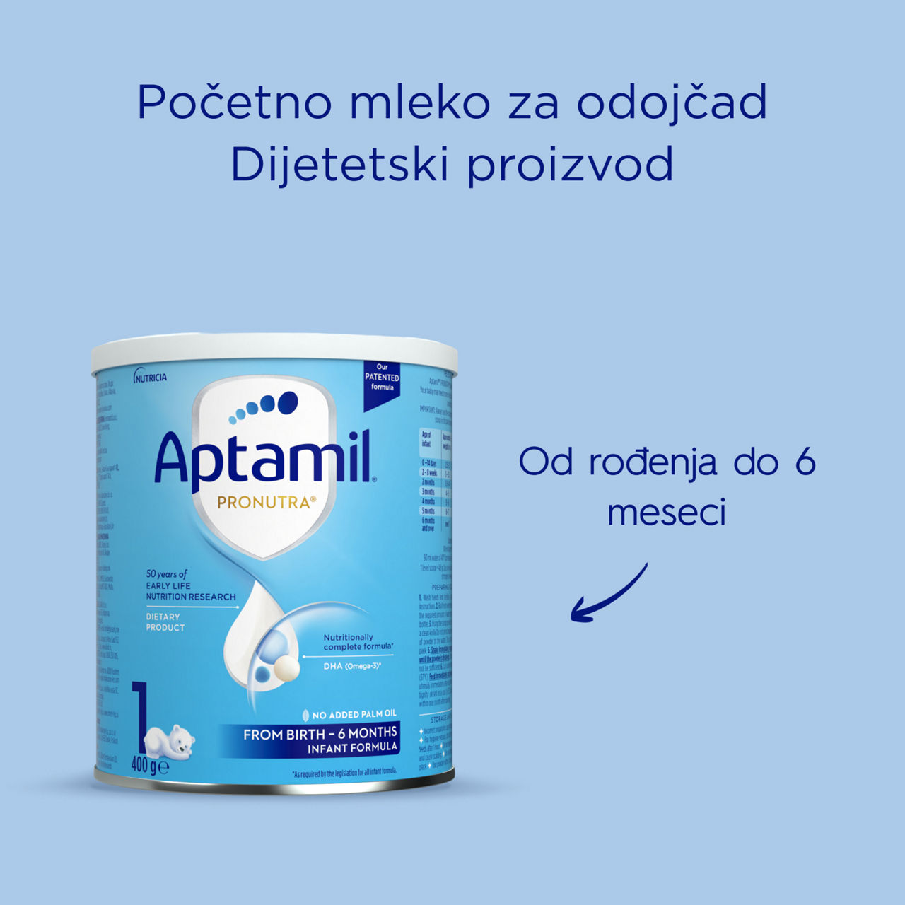 Aptamil® 1 PRONUTRA Početno mleko za odojčad 400 g - Predstavljanje proizvoda