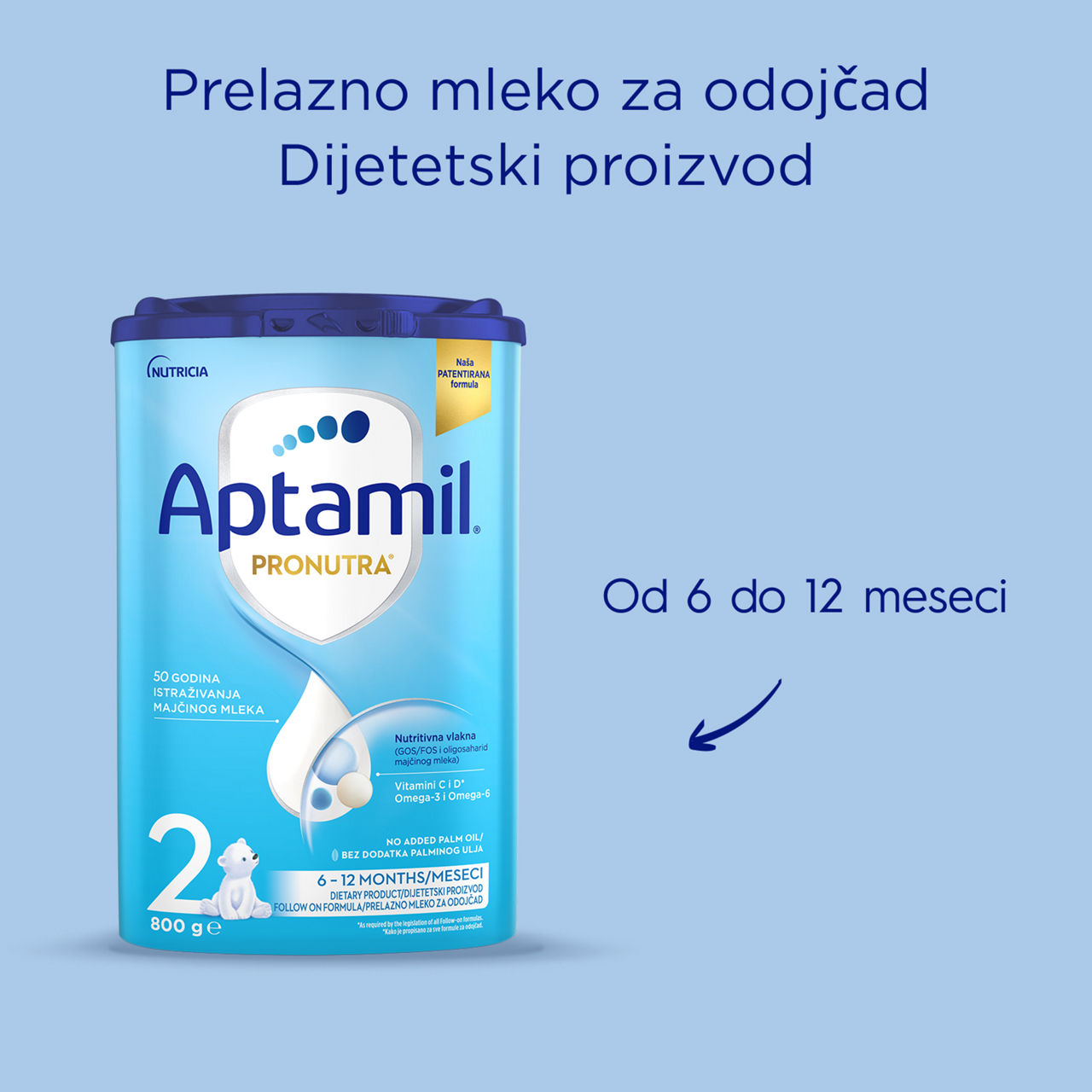 Aptamil® 2 PRONUTRA® Prelazno mleko za odojčad 800 g - Predstavljanje proizvoda