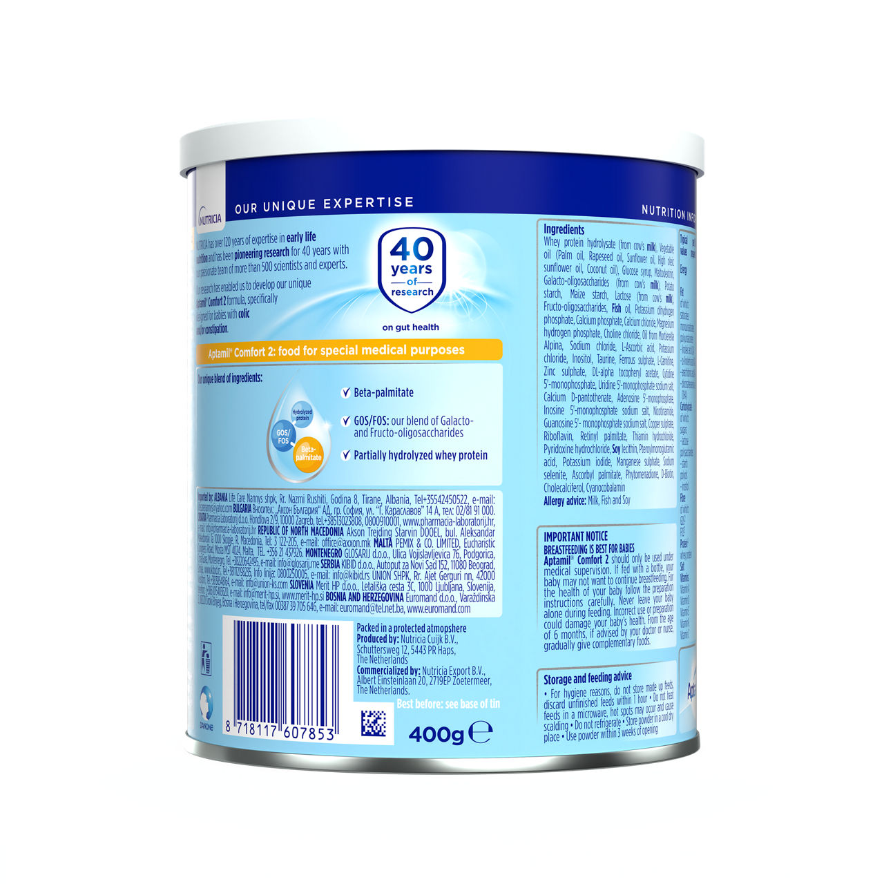Aptamil® Comfort 2 400 g - zadnja strana pakovanja