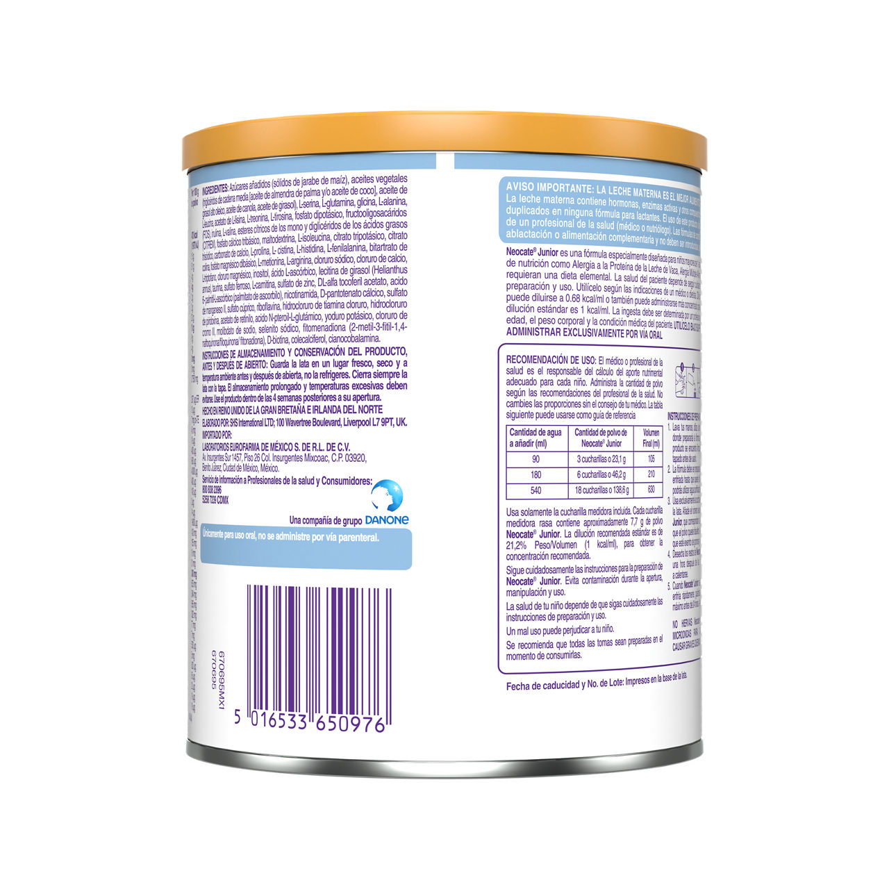 Neocate Junior 400 g - packshot atras