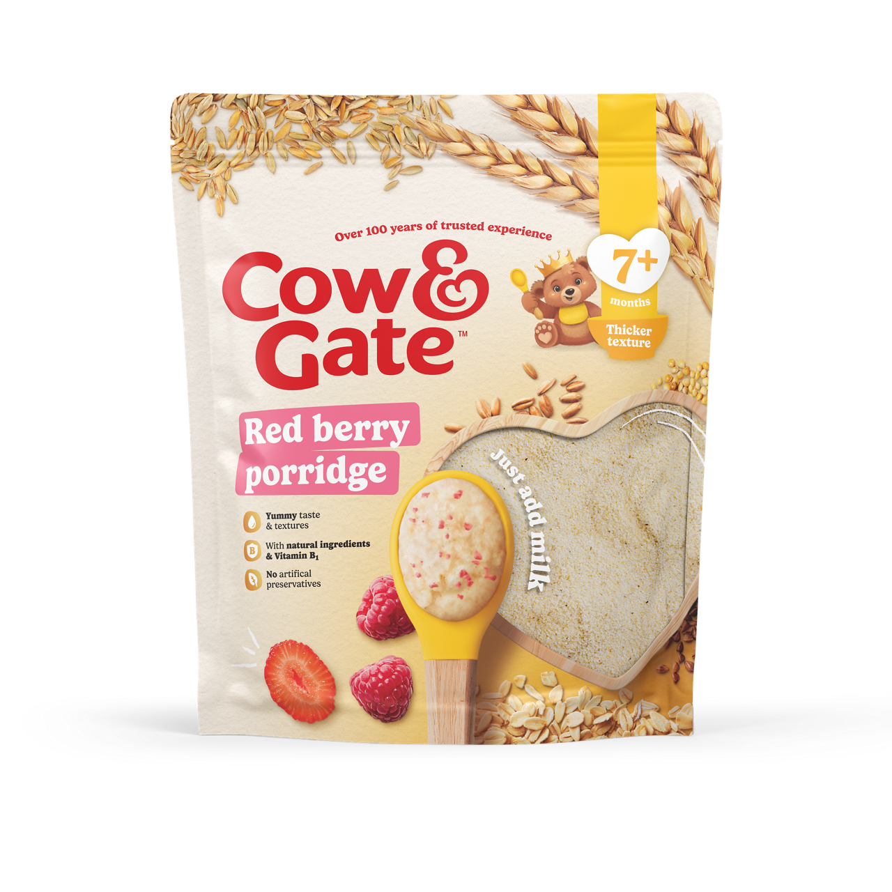 Cow & Gate Red Berry Wholegrain Porridge Baby Cereal 200g