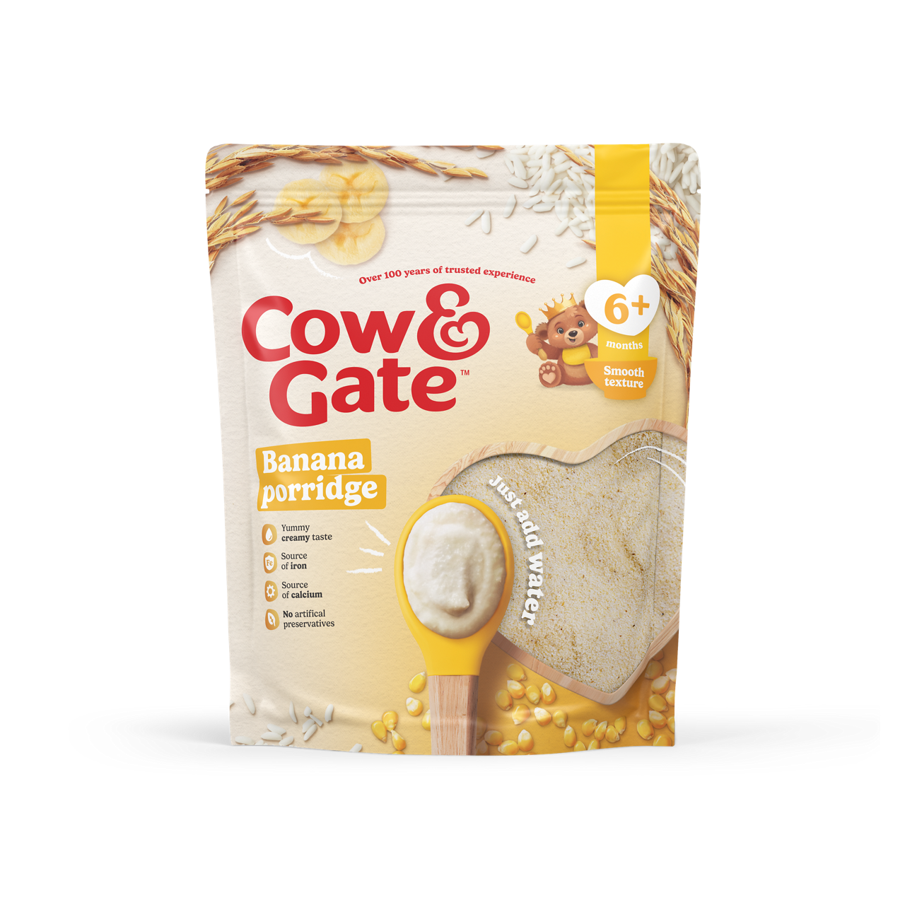 Cow & Gate Banana Porridge Baby Cereal From 4-6 Months+, 125 g